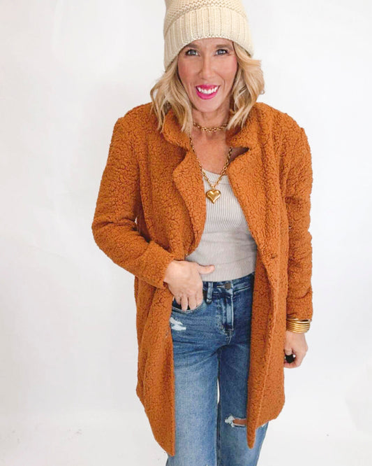 High Pile Fleece Button Down Coat