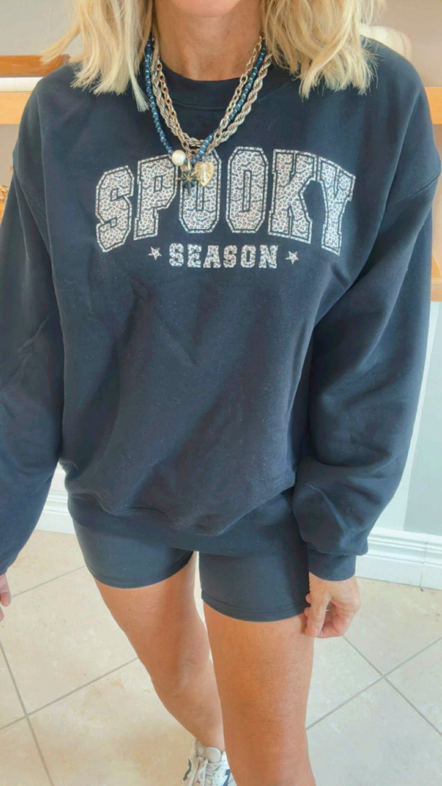 Spooky Season Cheetah Black Graphic Sweatshirt