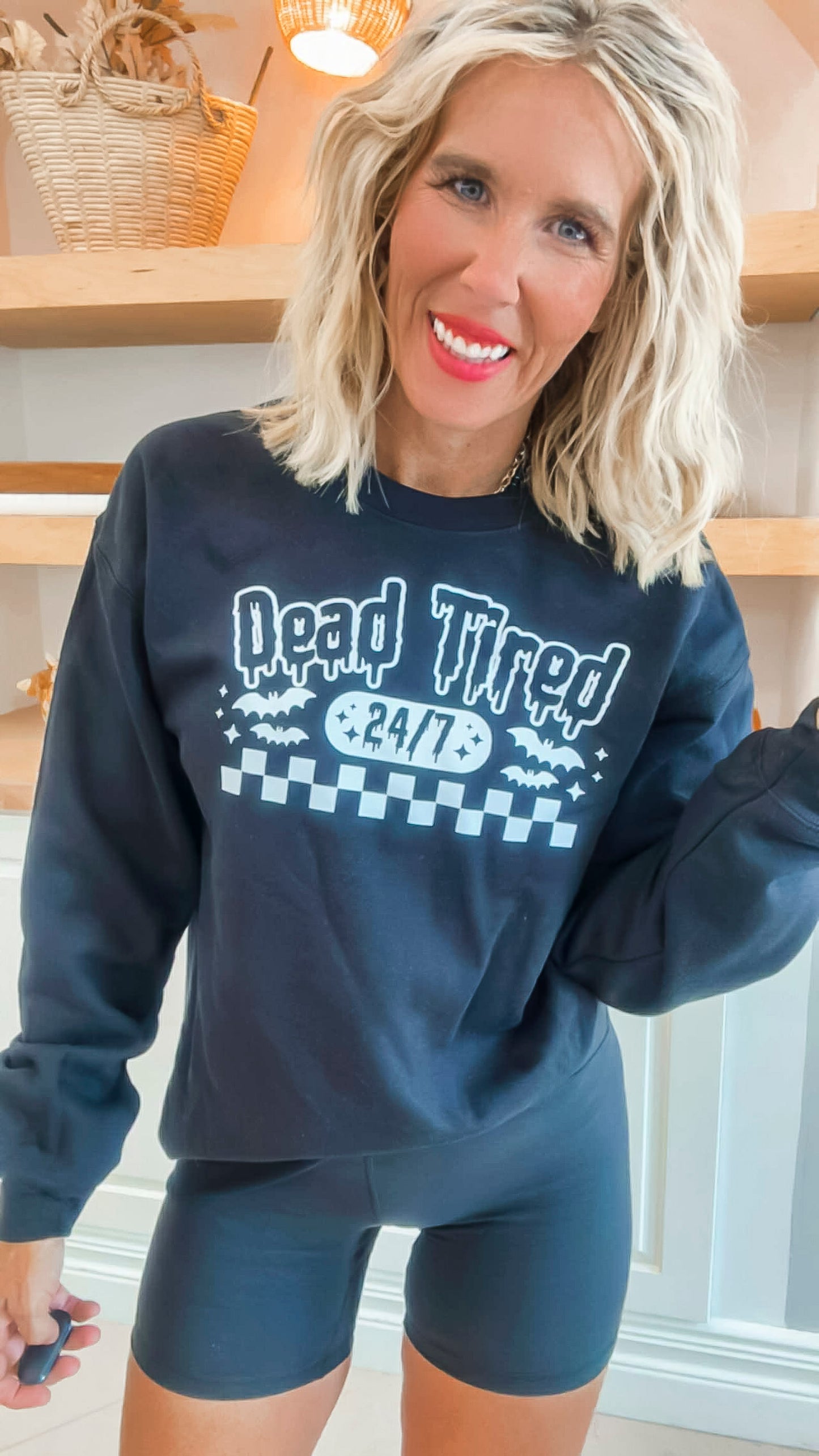 Dead Tired 24/7 Black Graphic Sweatshirt