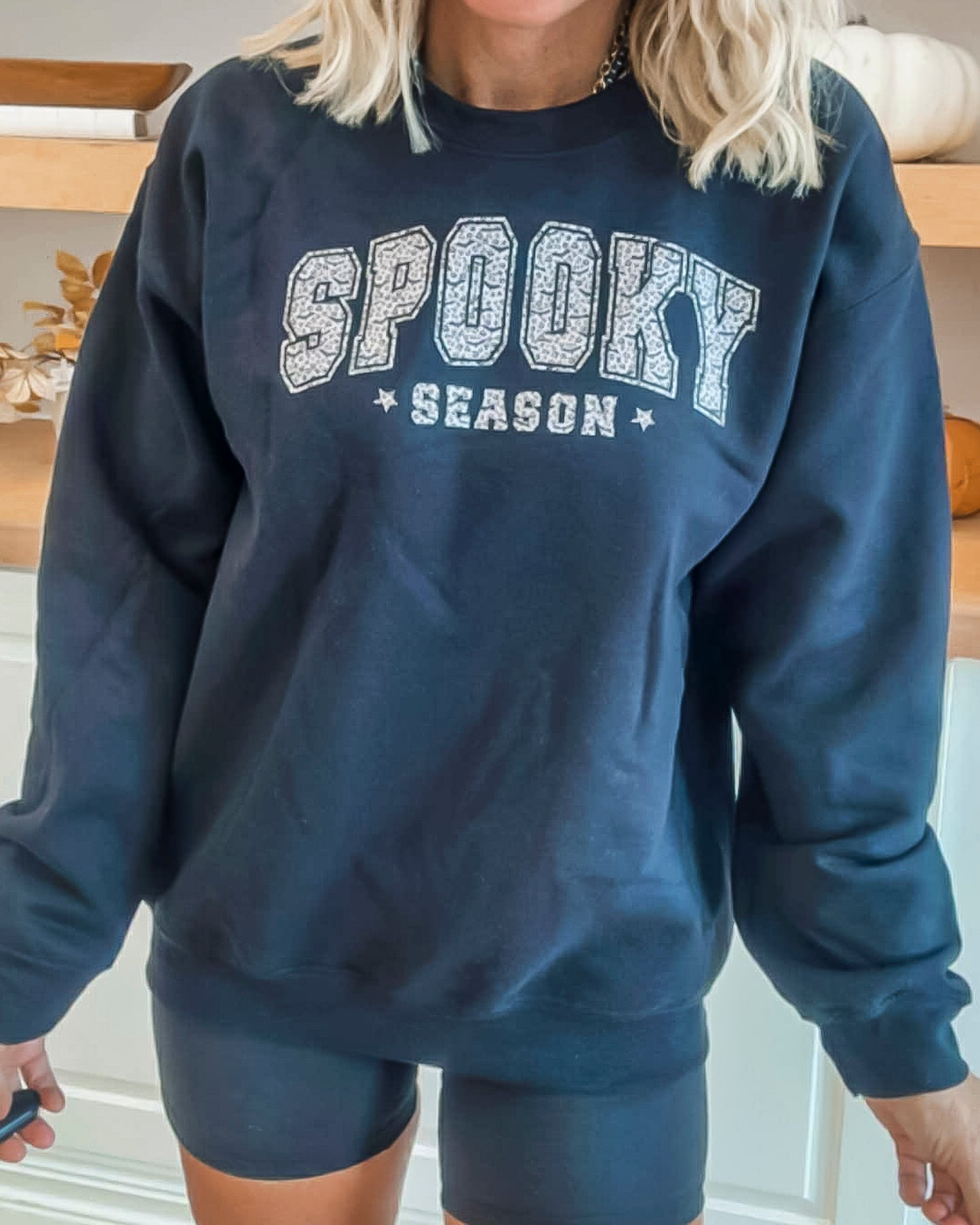Spooky Season Cheetah Black Graphic Sweatshirt
