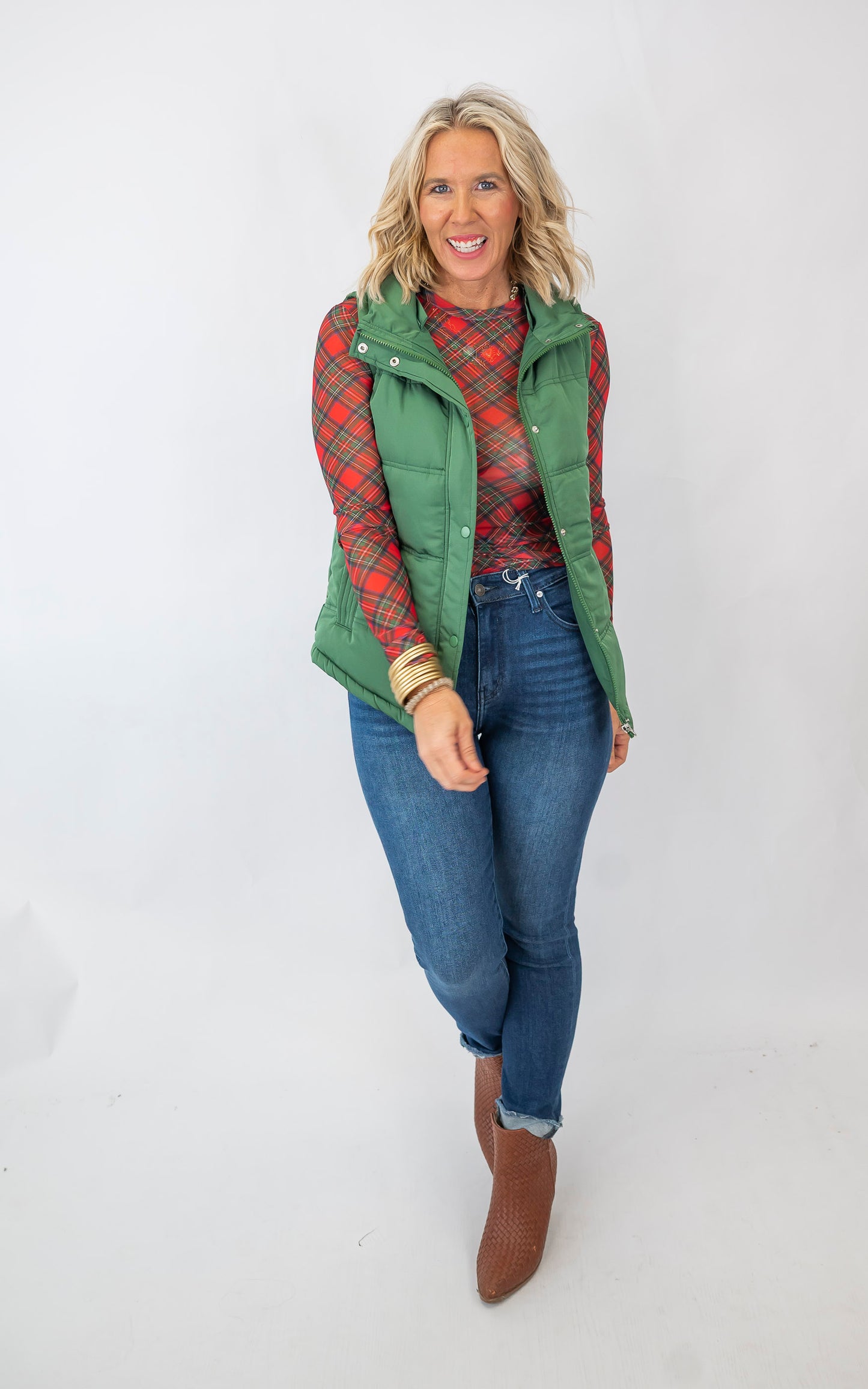 Marlie Holiday Plaid Mesh Top | SALTY WAVE *PREORDER - START SHIP LATE NOVEMBER