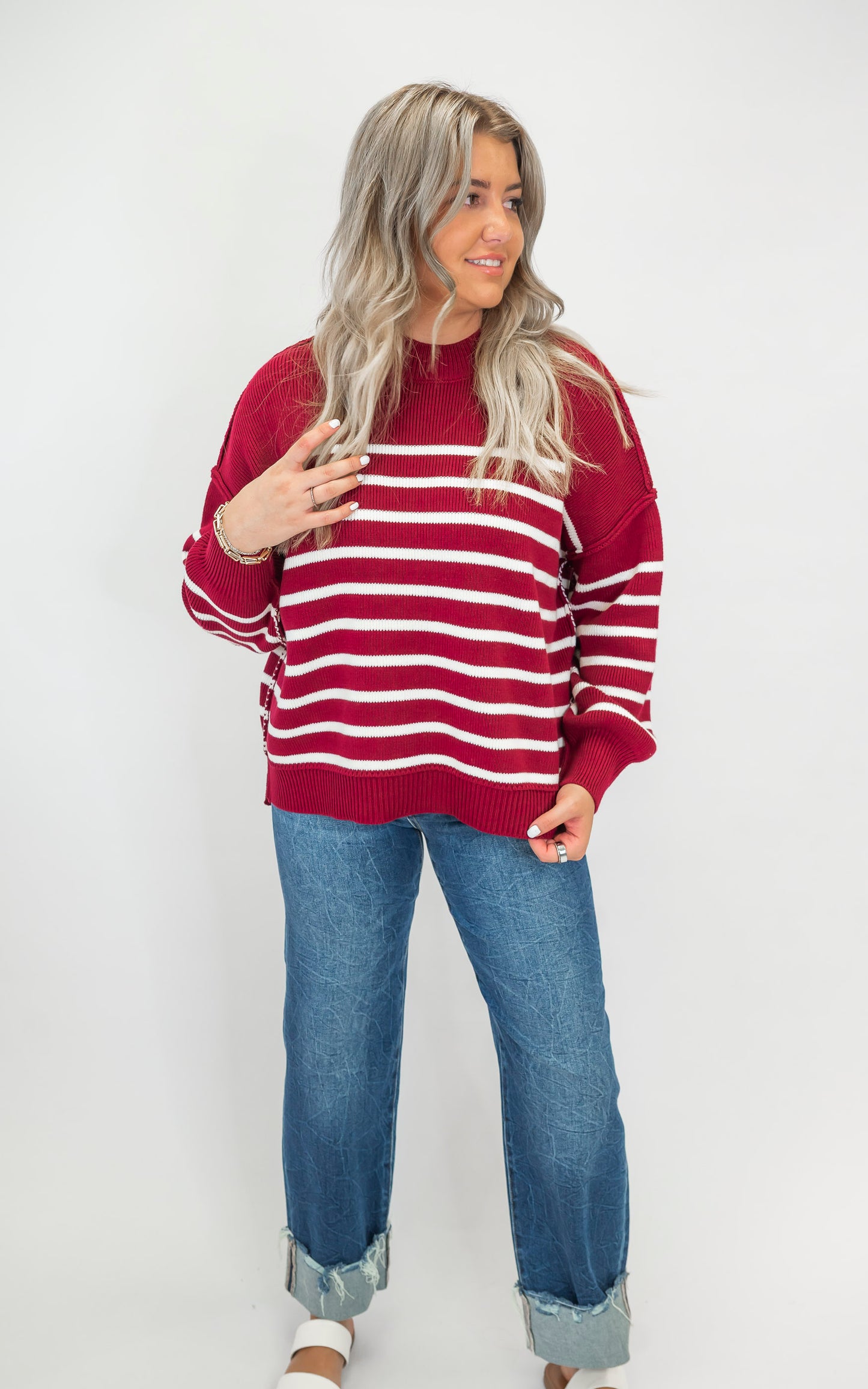 The Tessa Exposed Seam Striped Oversized Sweater | Zenana (8 COLORS) *DEAL*