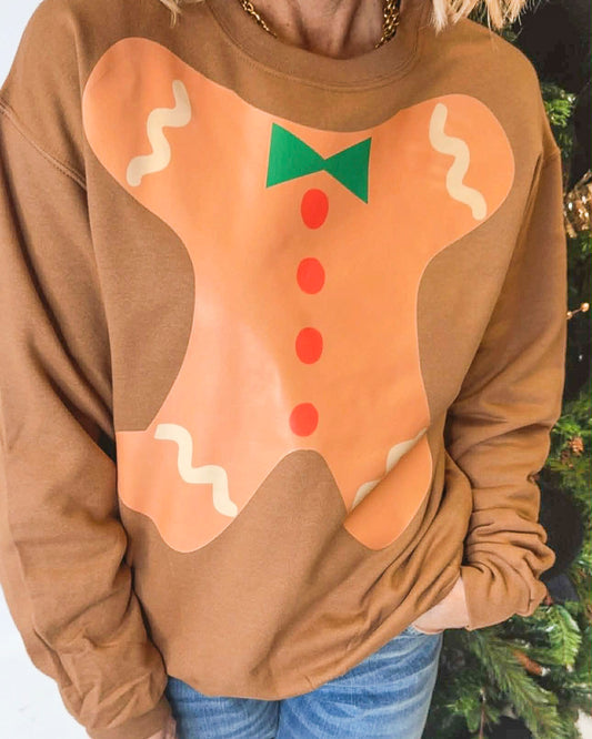Gingerbread Body Crewneck Graphic Sweatshirt