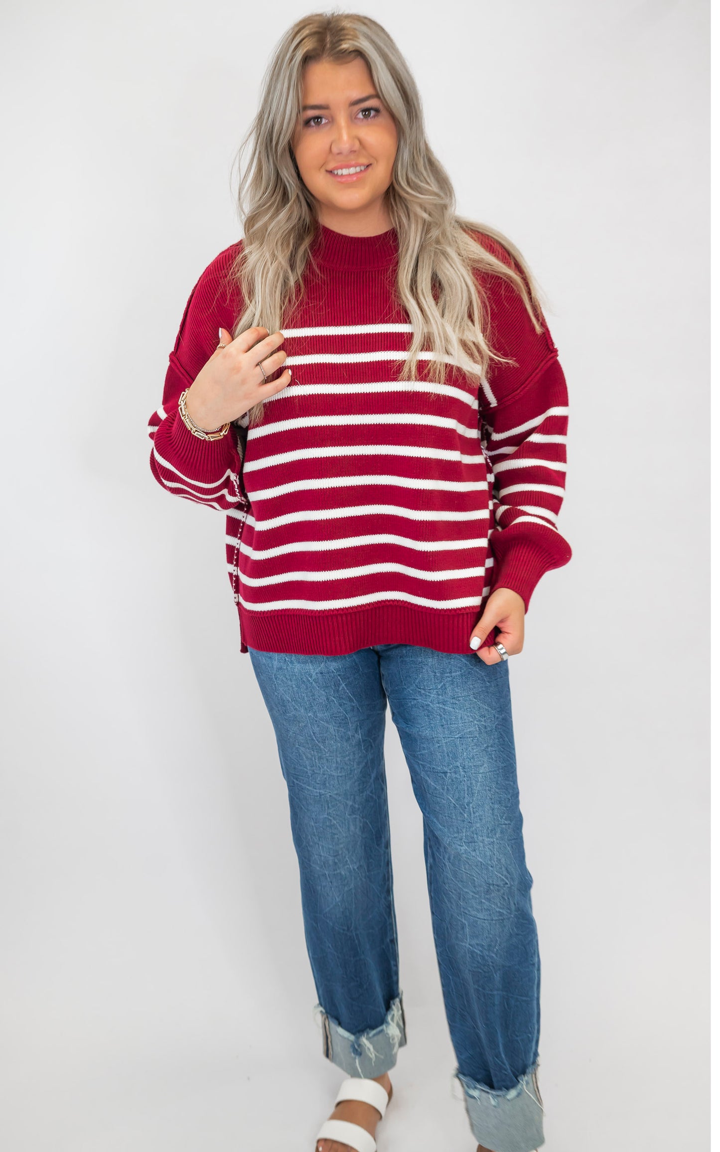 The Tessa Exposed Seam Striped Oversized Sweater | Zenana (8 COLORS) *DEAL*