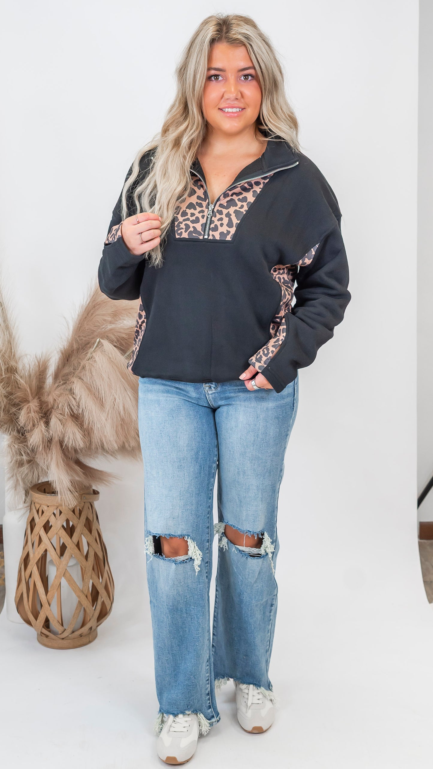 High Rise Stretch Slim Wide Leg W/ Destroyed Hem Denim Jeans