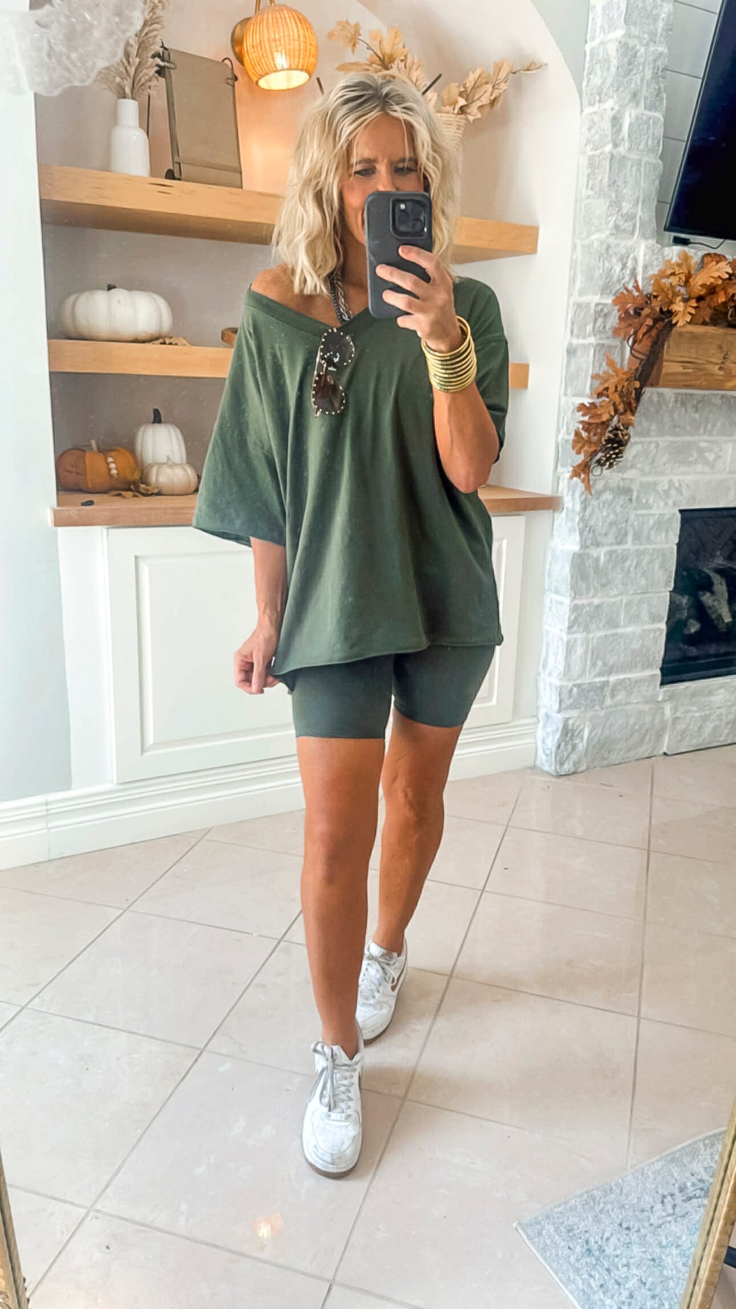 Cotton V-neck Top & Biker Shorts Set | ZENANA (2 COLORS)