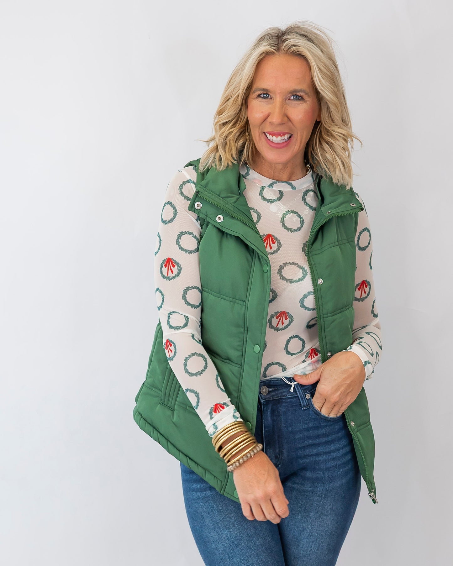 Marlie Holiday Christmas Wreath Mesh Top | SALTY WAVE *PREORDER - START SHIP LATE NOVEMBER