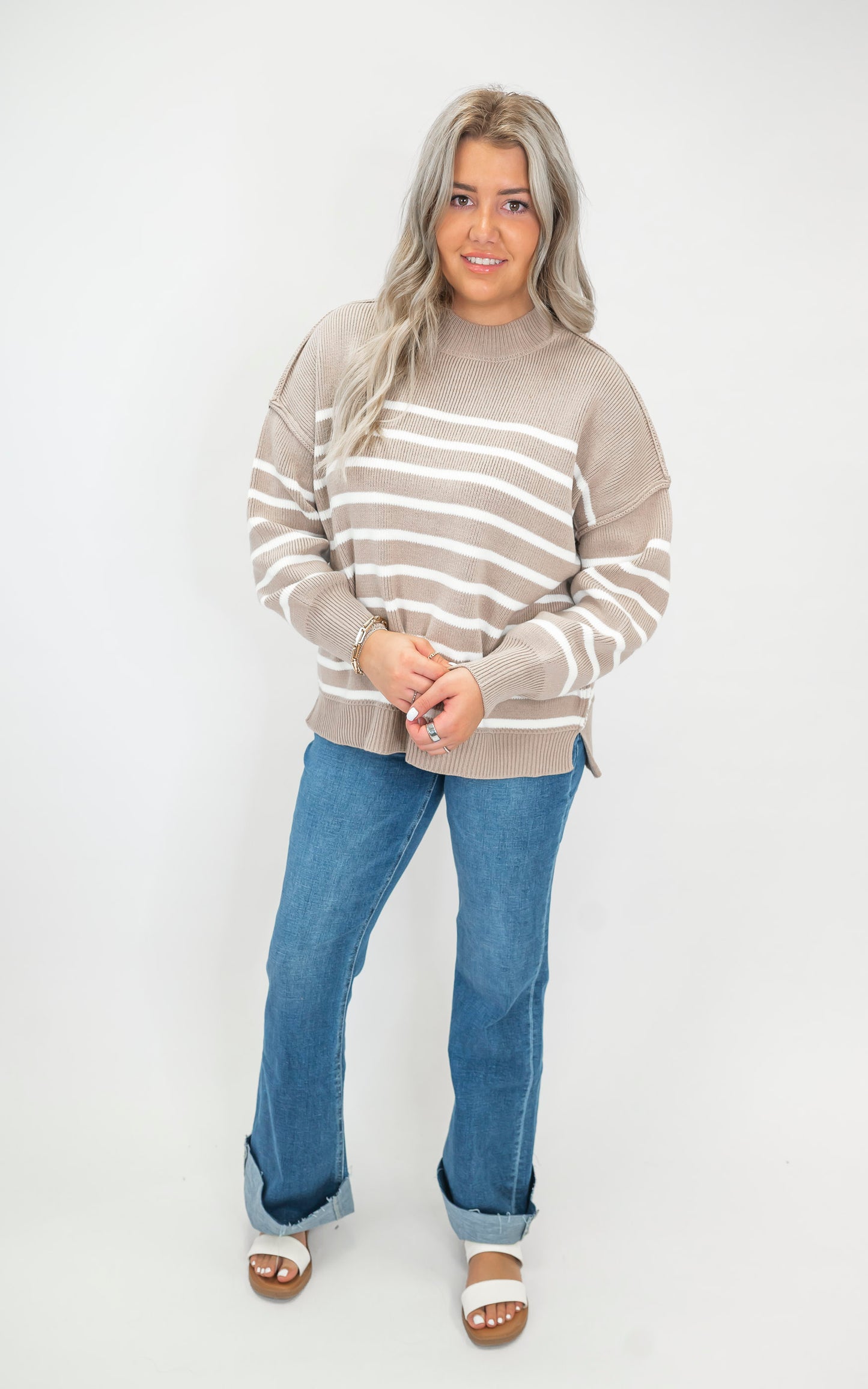 The Tessa Exposed Seam Striped Oversized Sweater | Zenana (8 COLORS) *DEAL*