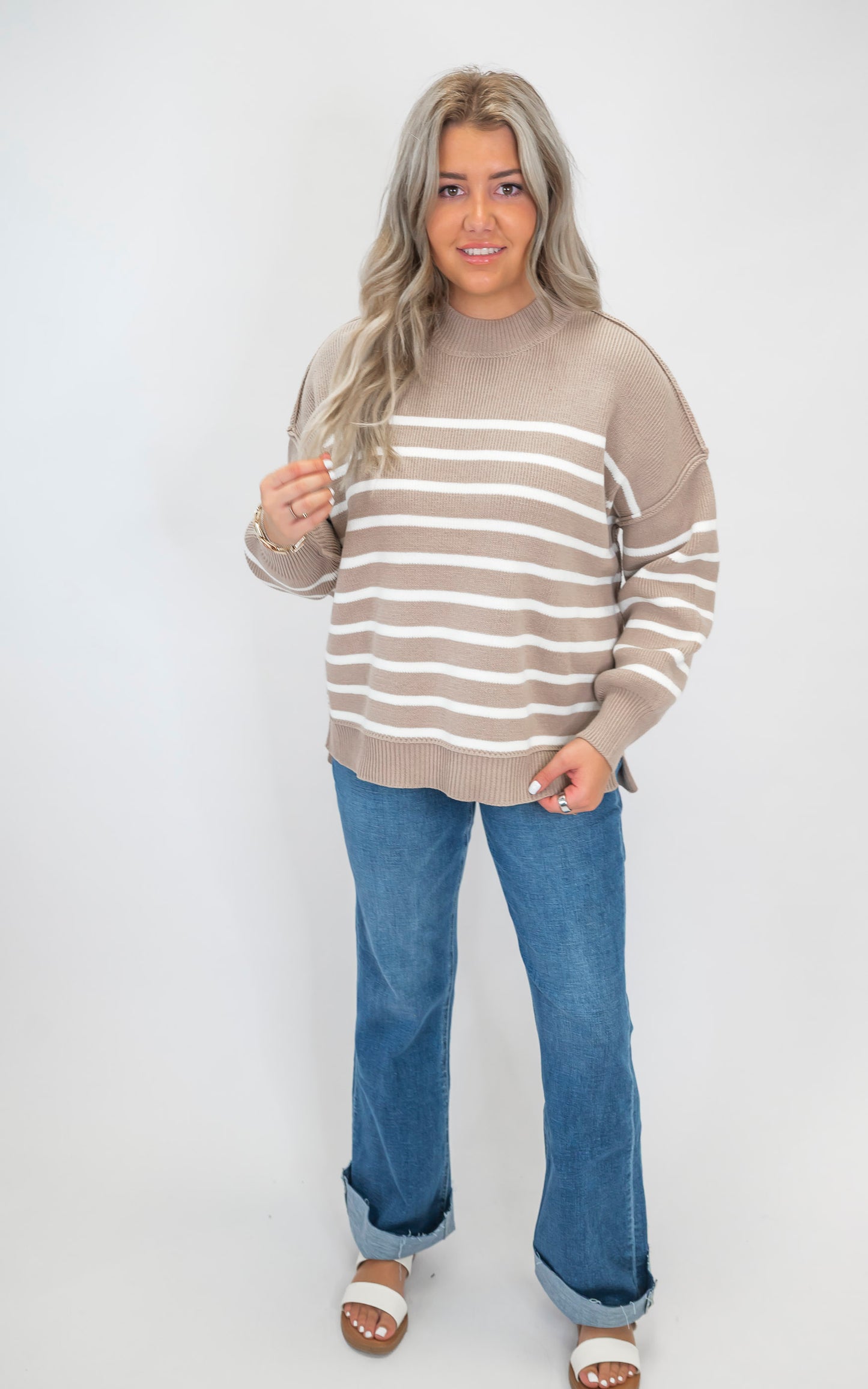 The Tessa Exposed Seam Striped Oversized Sweater | Zenana (8 COLORS) *DEAL*
