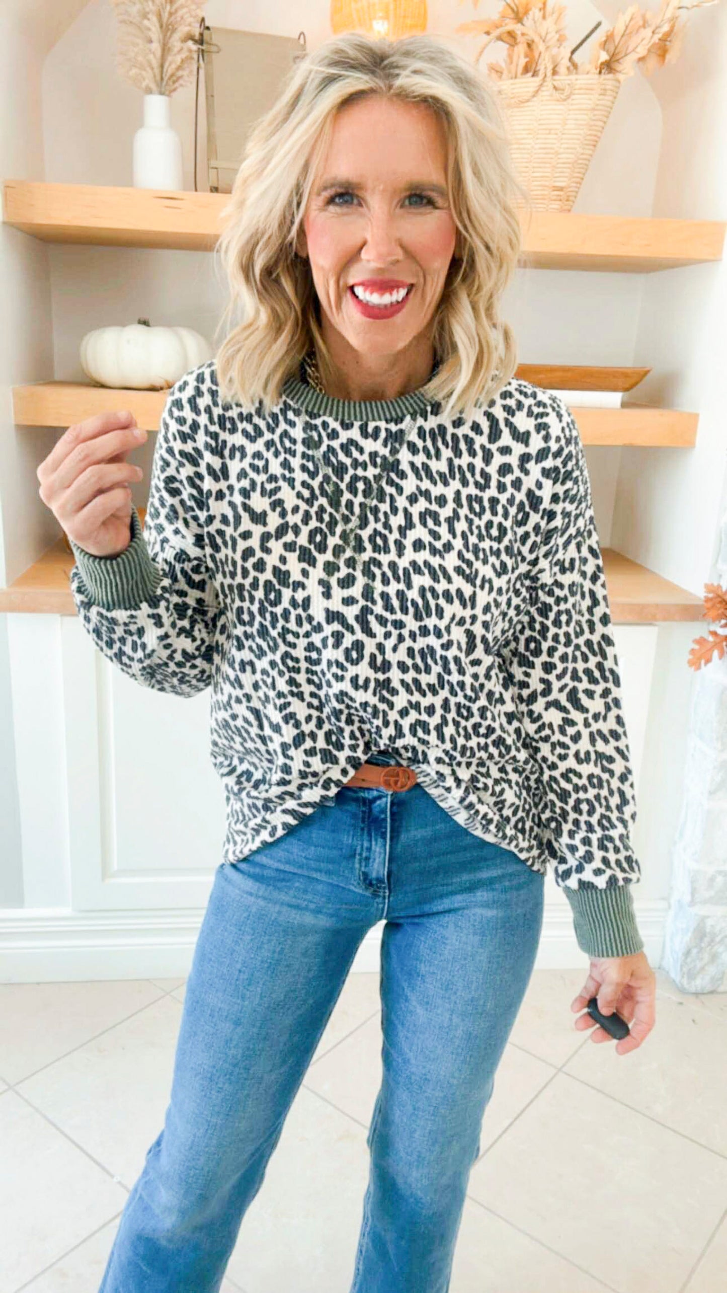 Cheetah Print Pullover Sweatshirt