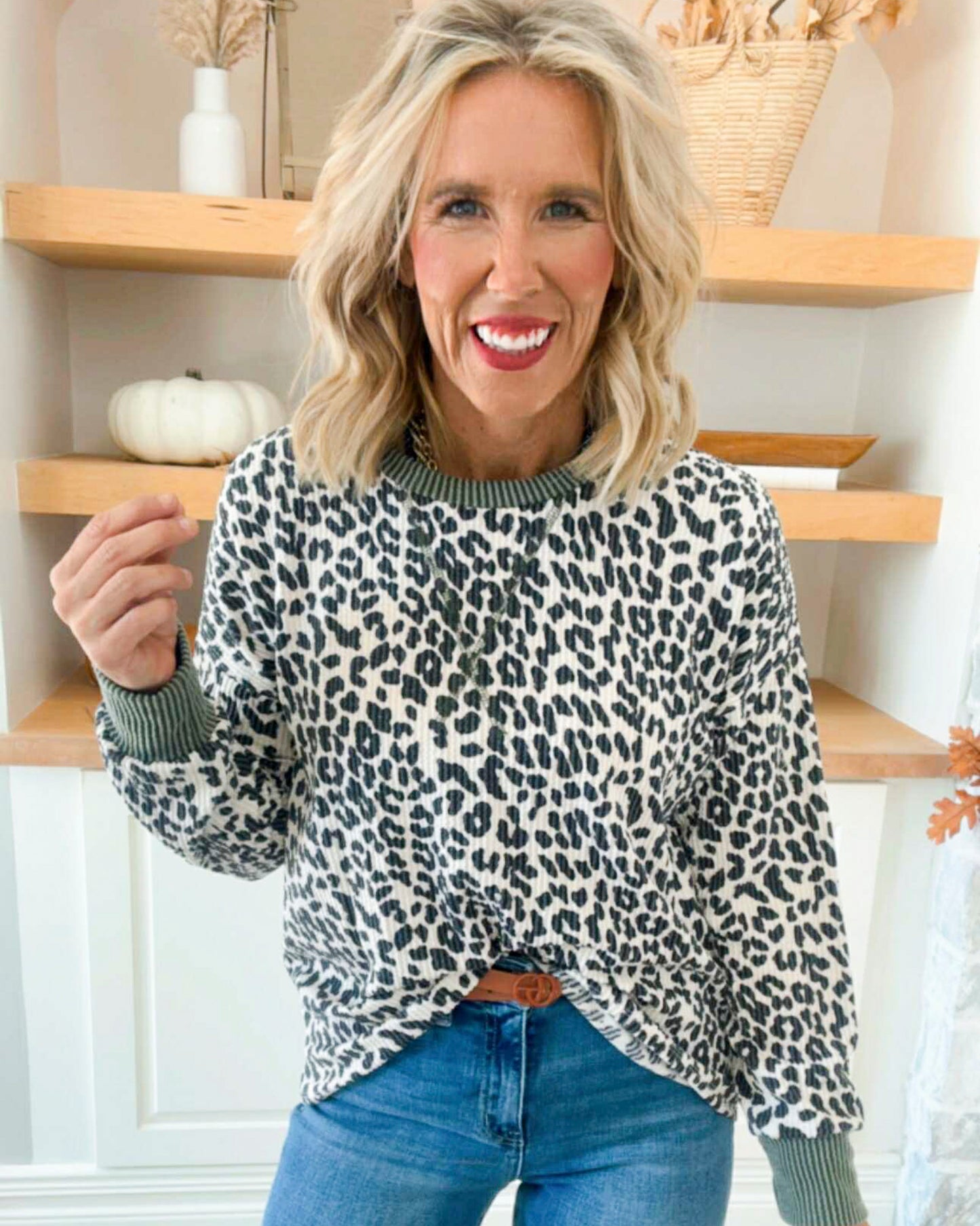 Cheetah Print Pullover Sweatshirt