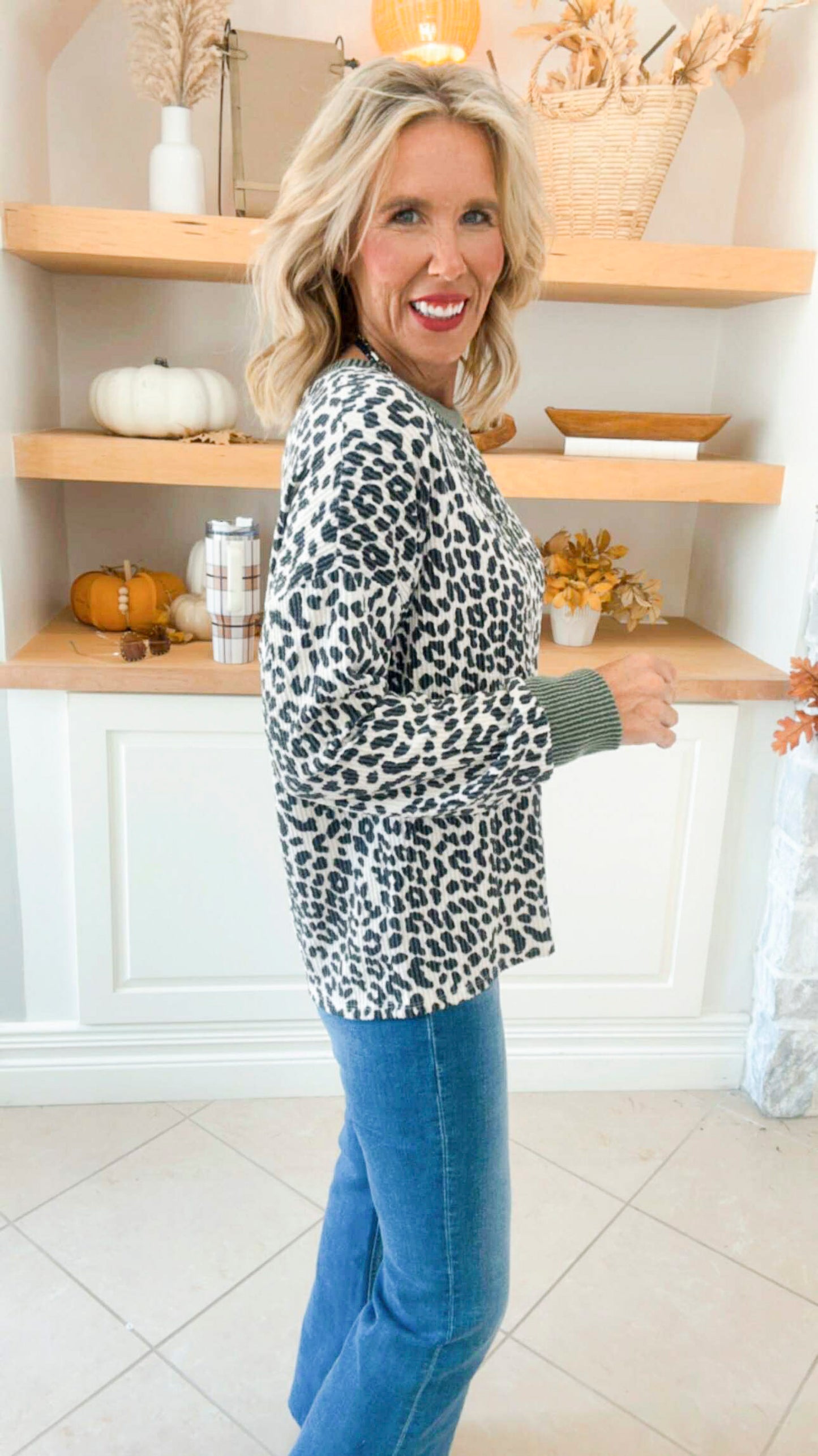 Cheetah Print Pullover Sweatshirt