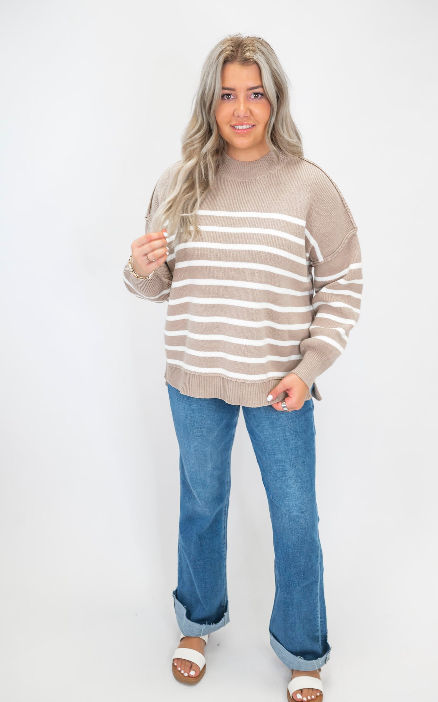 The Tessa Exposed Seam Striped Oversized Sweater | Zenana (8 COLORS) *DEAL*