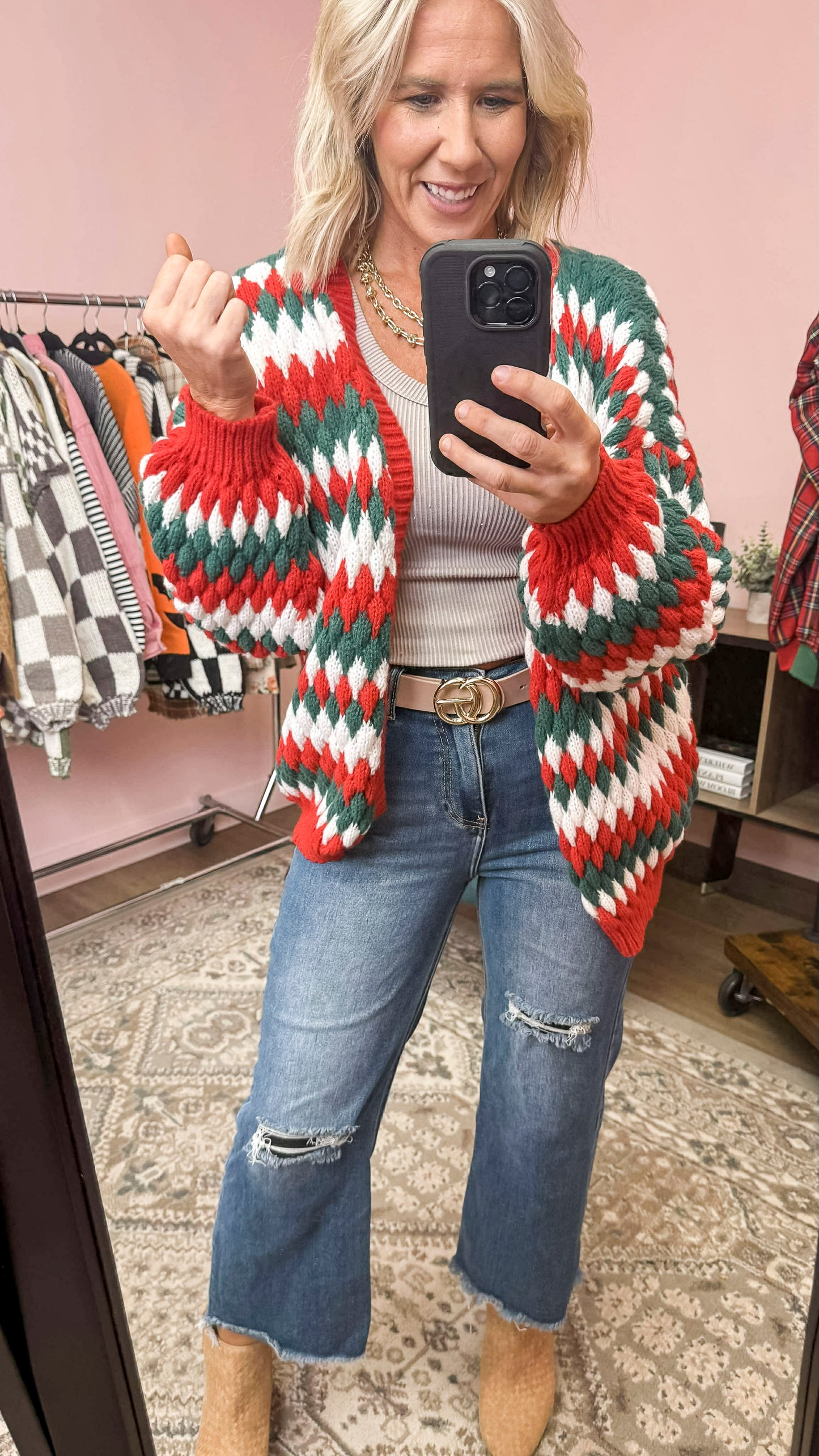 Christmas Theme Textured Sweater Cardigan | BIBI LIVE *LA LIVE PREORDER (START SHIP 11/24)