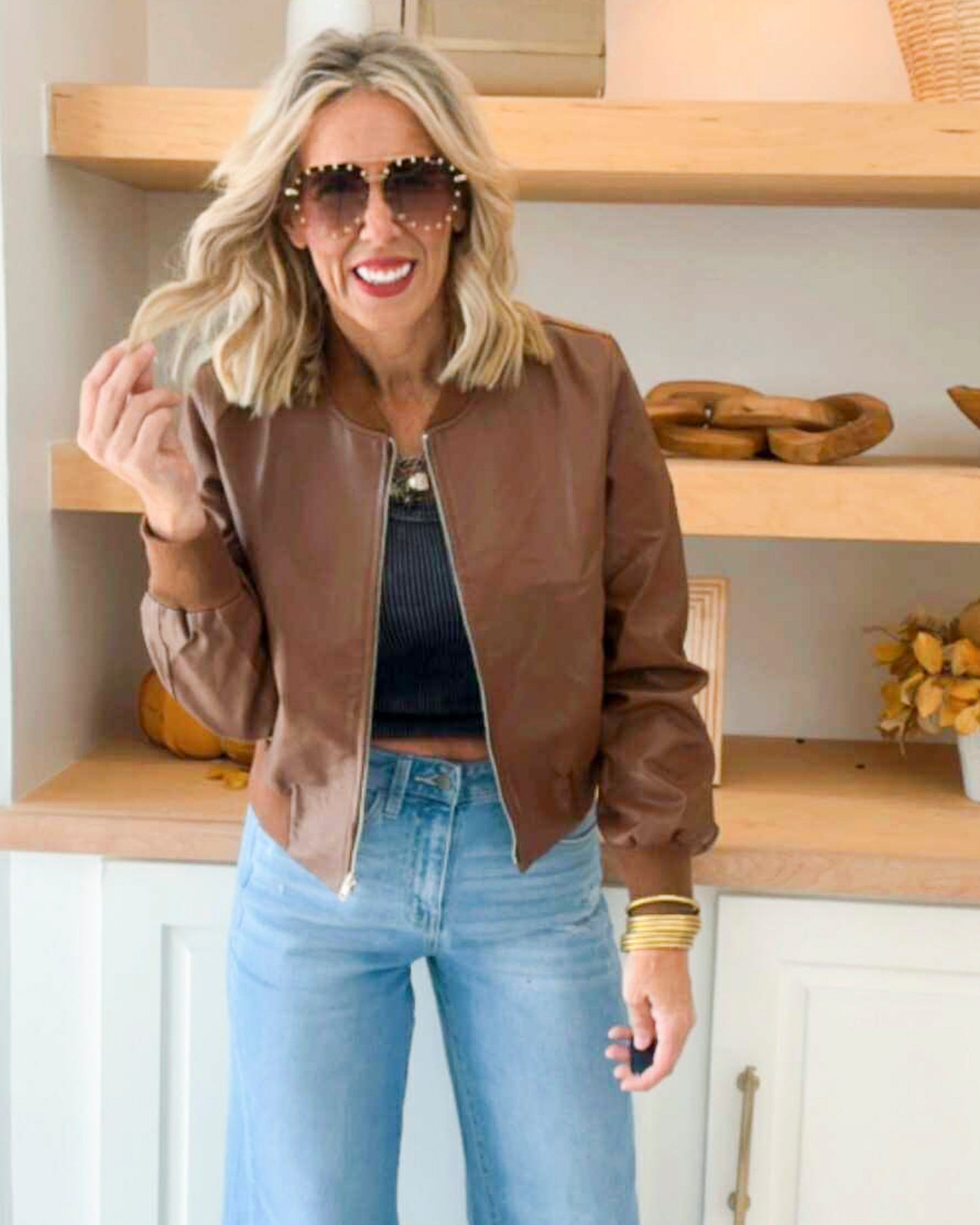 Autumn Brown Bomber Jacket