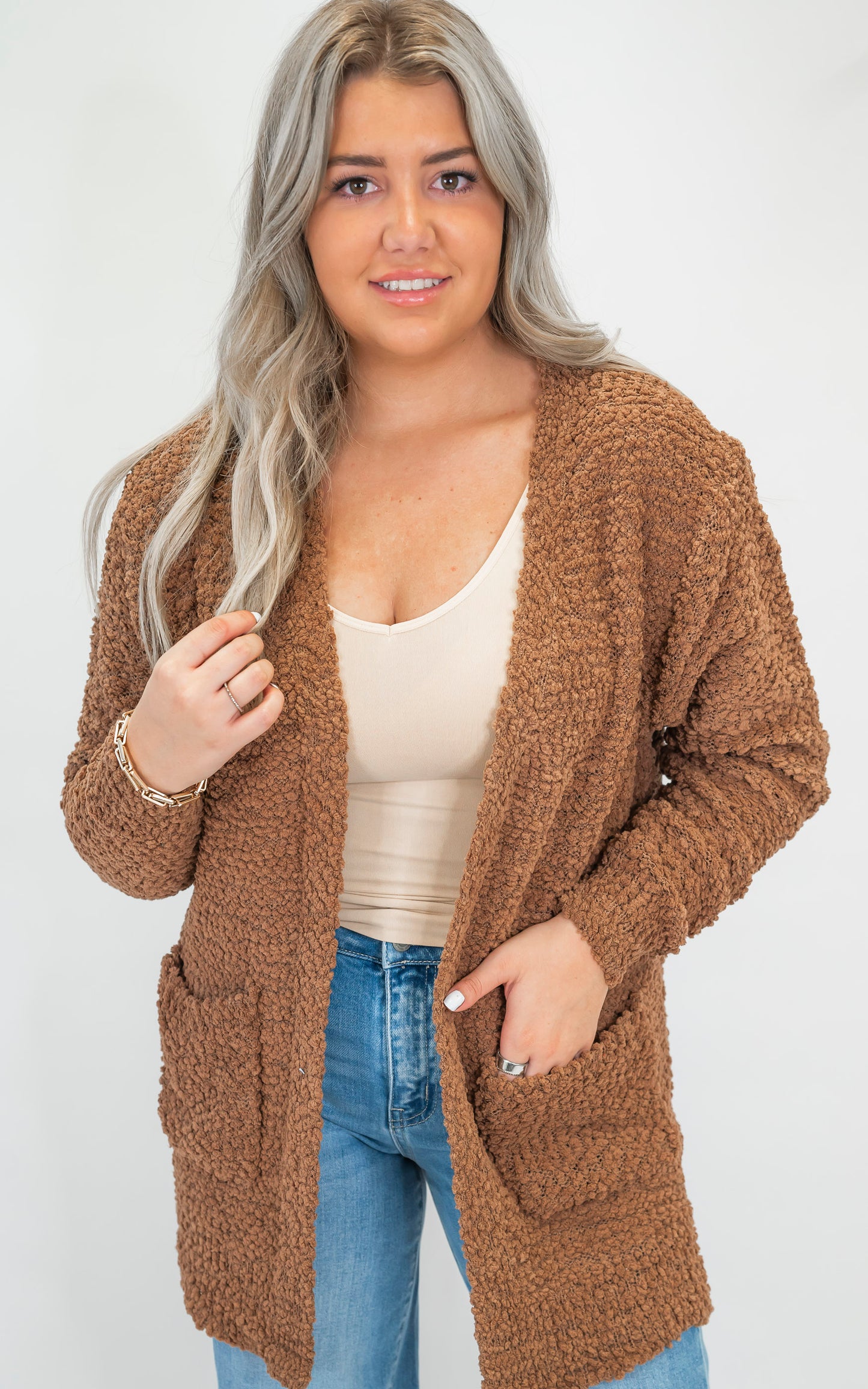 The Jennifer Popcorn Sweater Cardigan With Pockets | Zenana (8 COLORS) *DEAL*