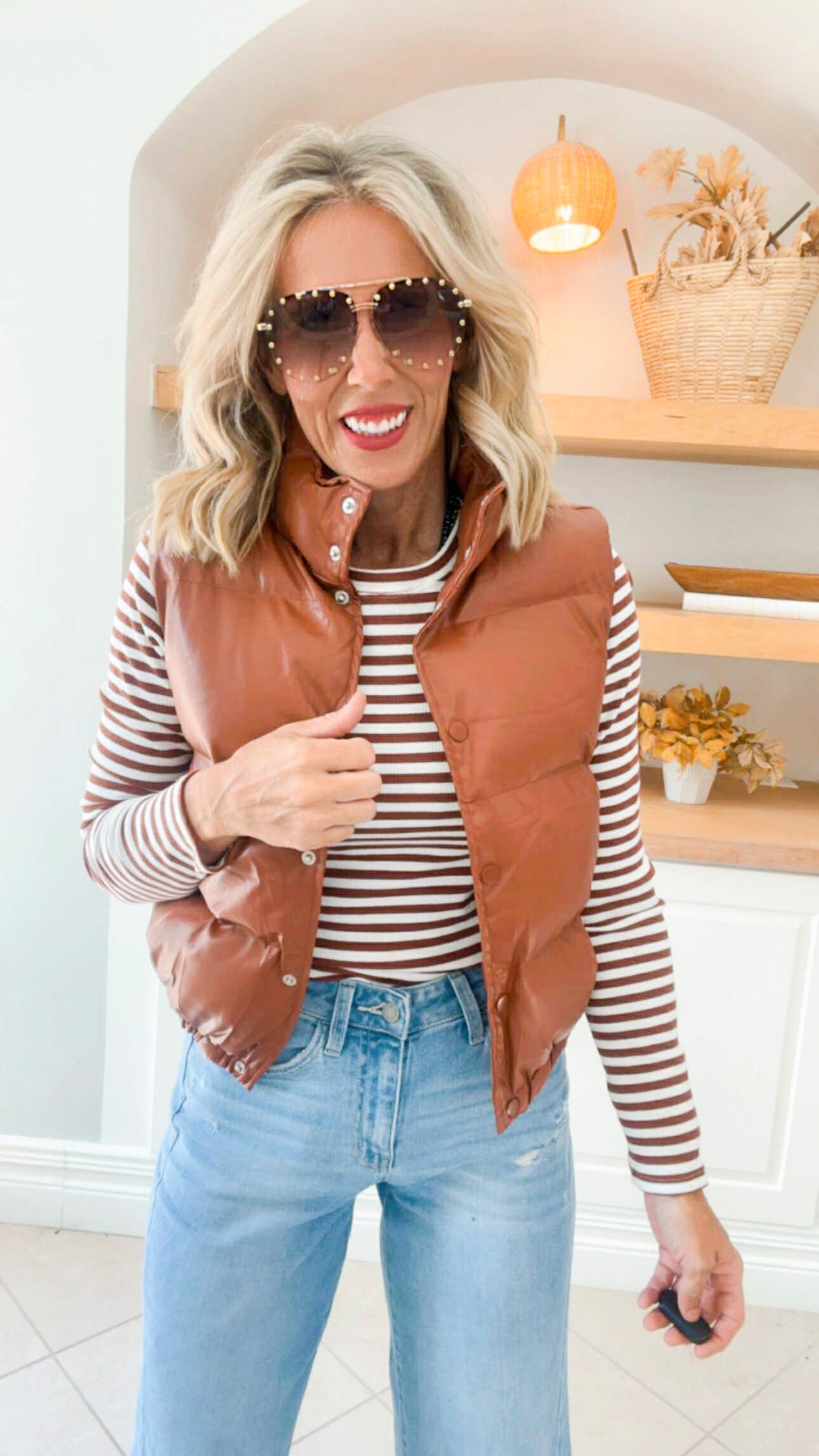 Layered in Leather Puffer Vest (2 COLORS)