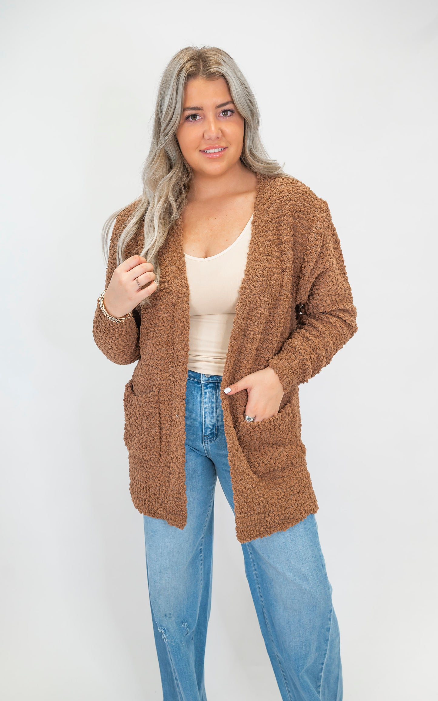 The Jennifer Popcorn Sweater Cardigan With Pockets | Zenana (8 COLORS) *DEAL*