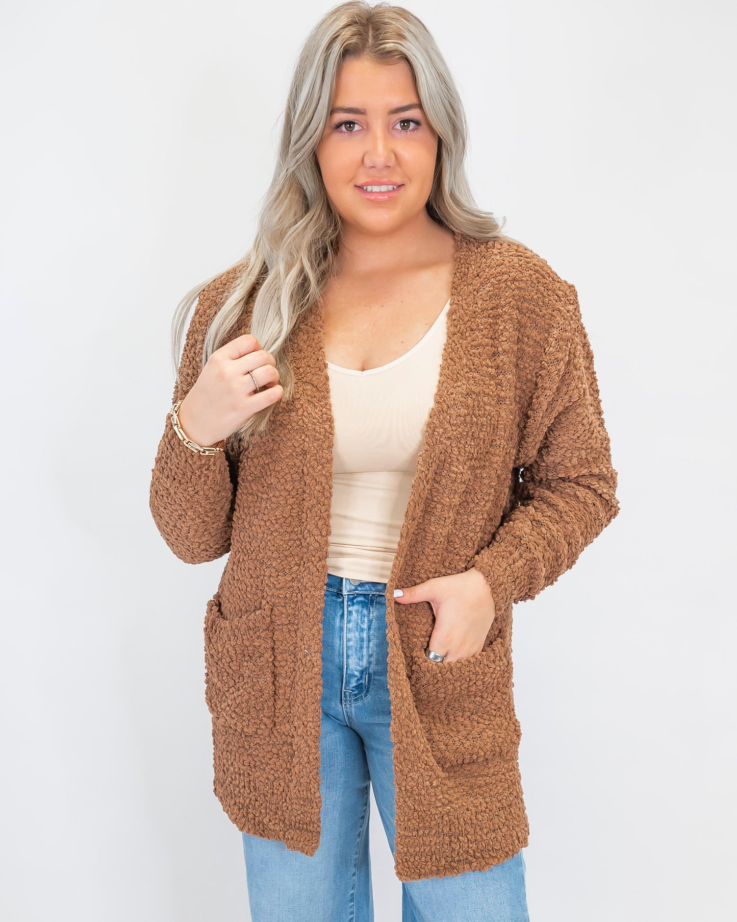 The Jennifer Popcorn Sweater Cardigan With Pockets | Zenana (8 COLORS) *DEAL*