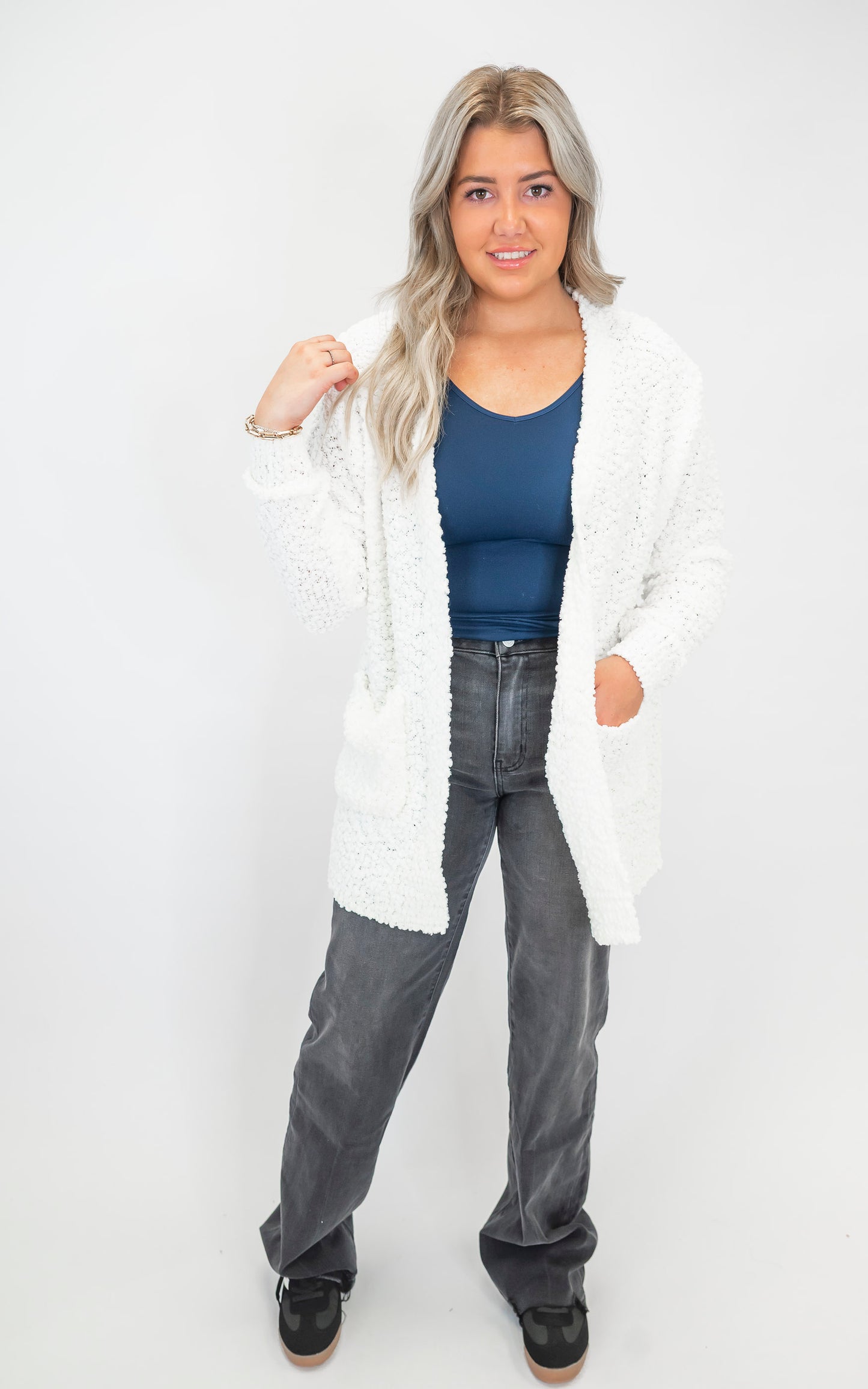 The Jennifer Popcorn Sweater Cardigan With Pockets | Zenana (8 COLORS) *DEAL*