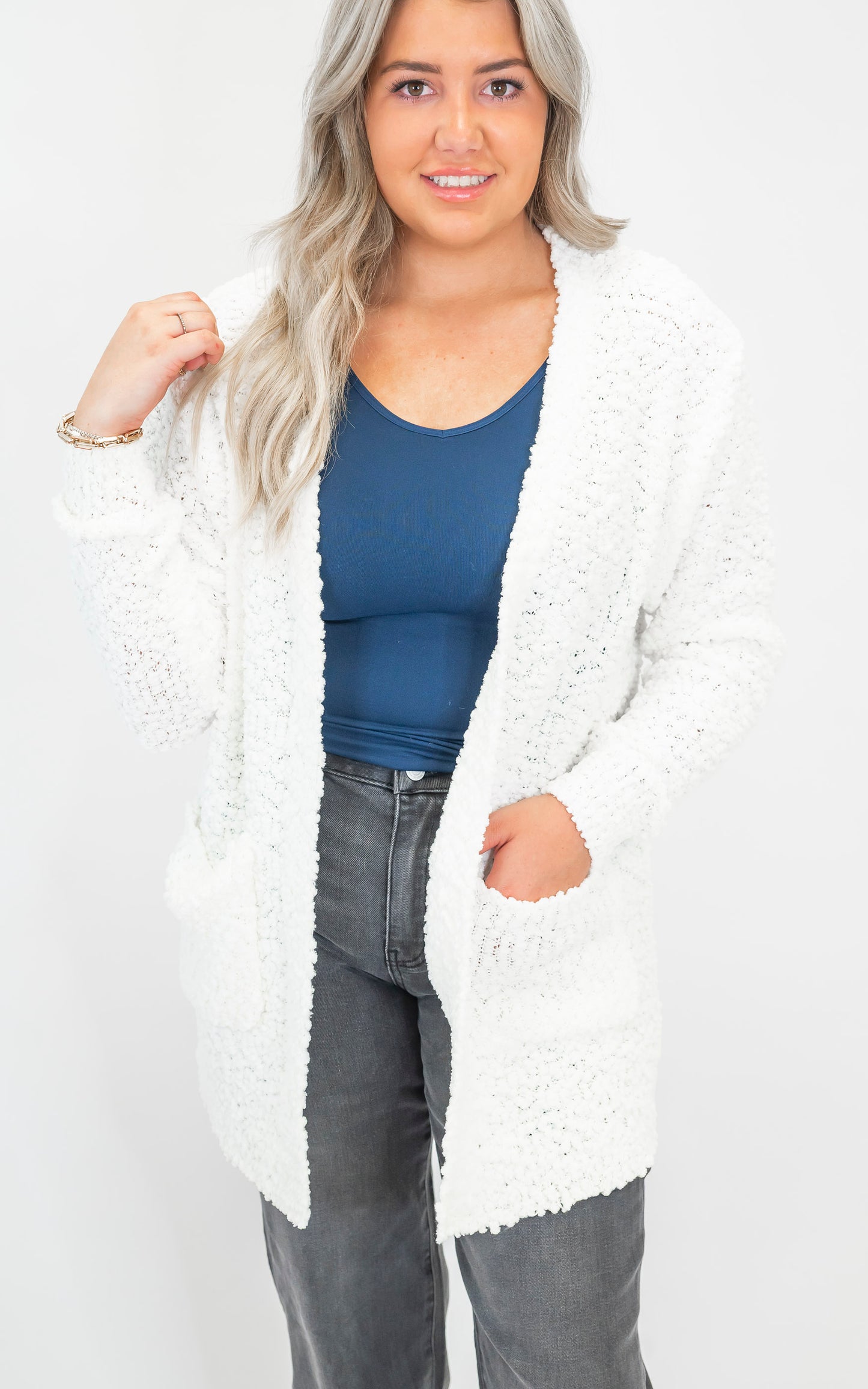 The Jennifer Popcorn Sweater Cardigan With Pockets | Zenana (8 COLORS) *DEAL*