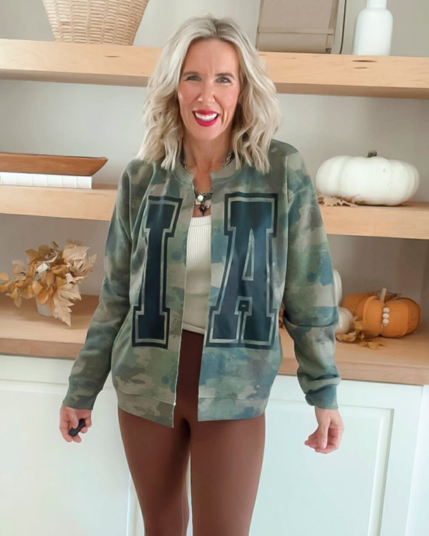 Iowa Camo Custom Sweatshirt Cardigan (Black Font)