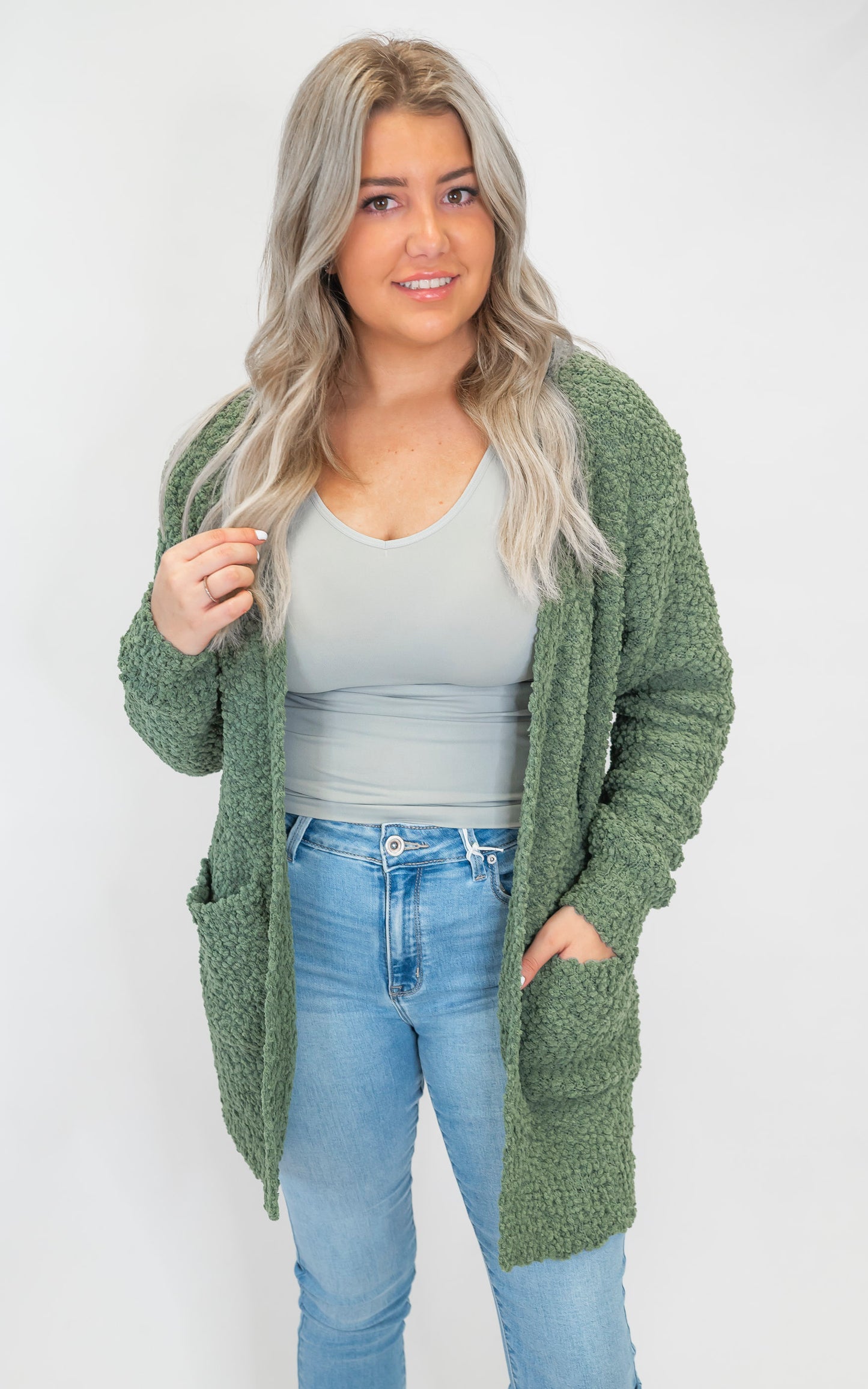 The Jennifer Popcorn Sweater Cardigan With Pockets | Zenana (8 COLORS) *DEAL*