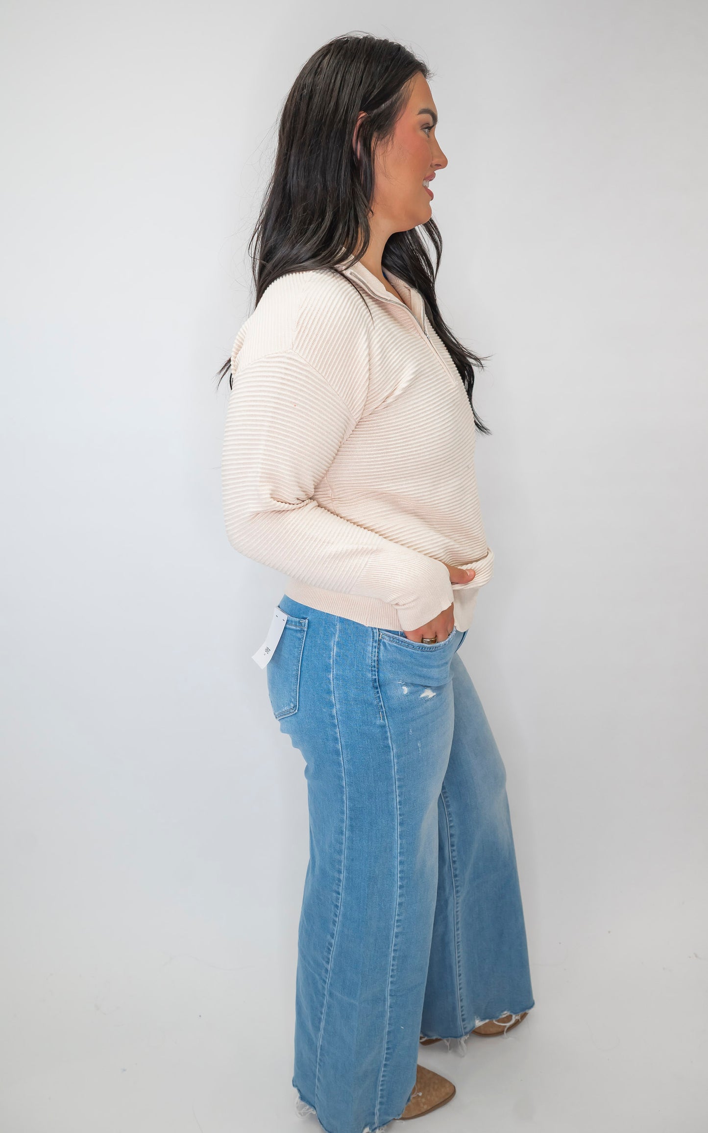 On Repeat Cream Half-Zip Pullover | SALTY WAVE *DEAL