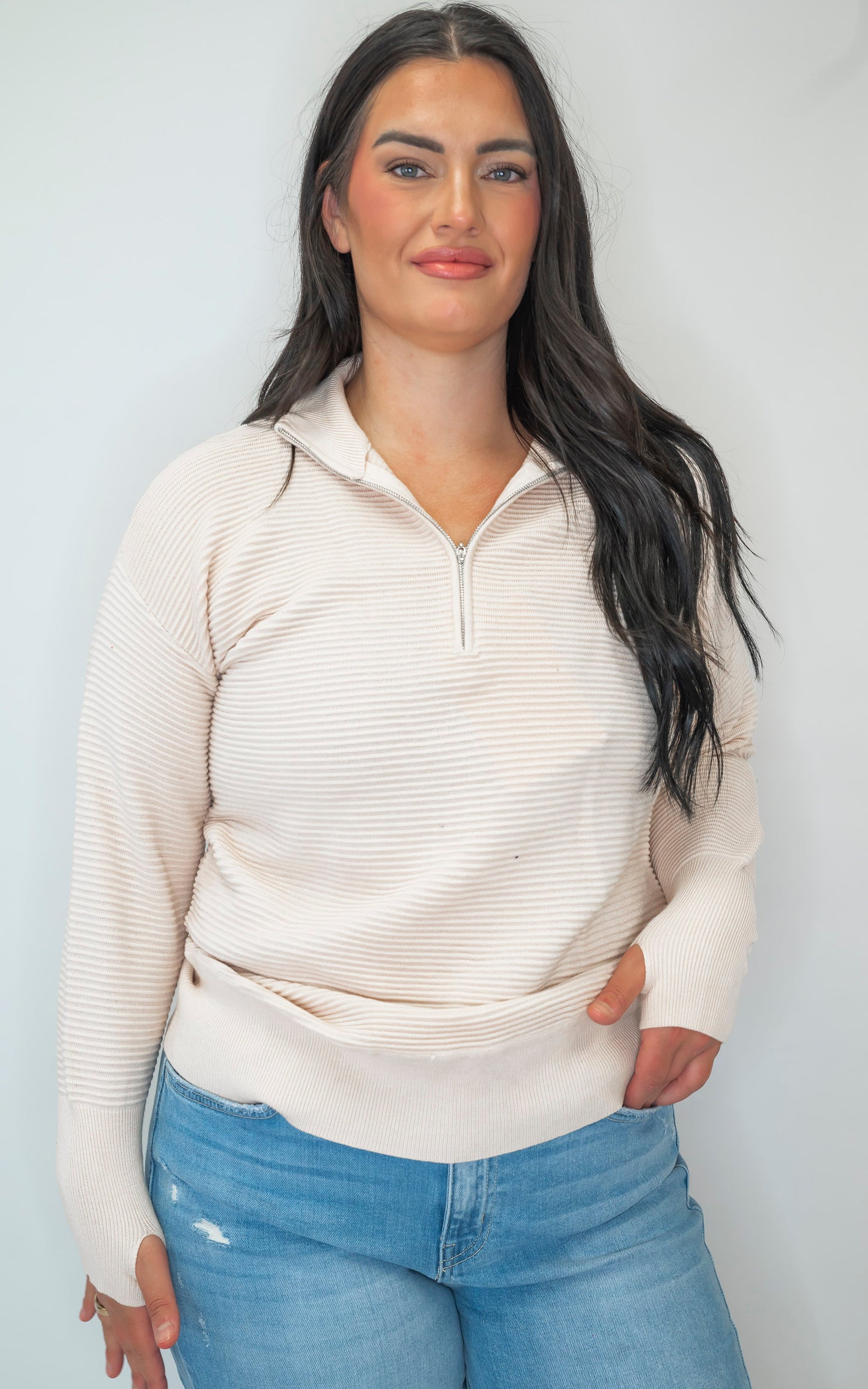 On Repeat Cream Half-Zip Pullover | SALTY WAVE *DEAL