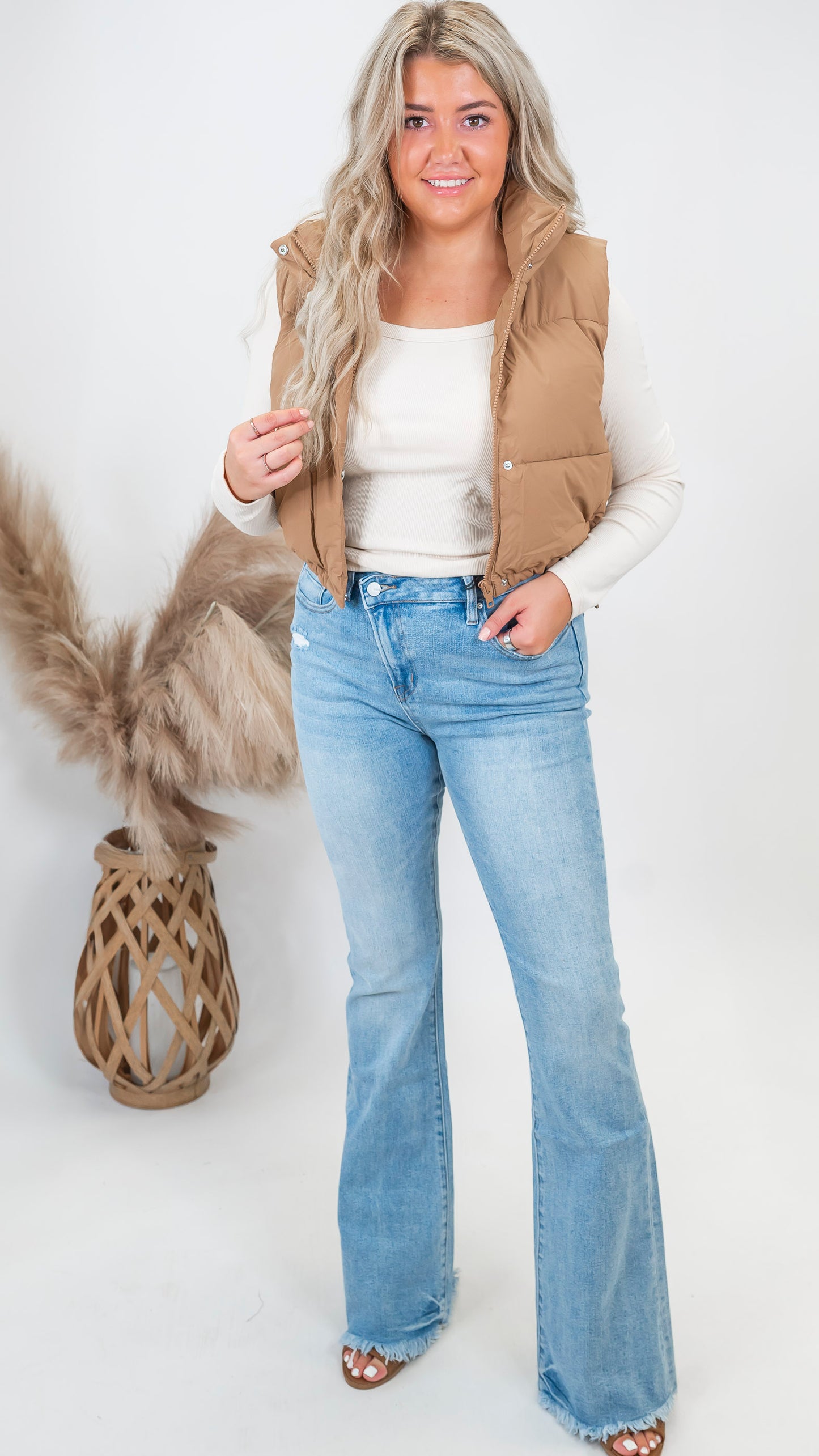 Jacquart High Rise Criss Cross Flare Denim Jean | MICA