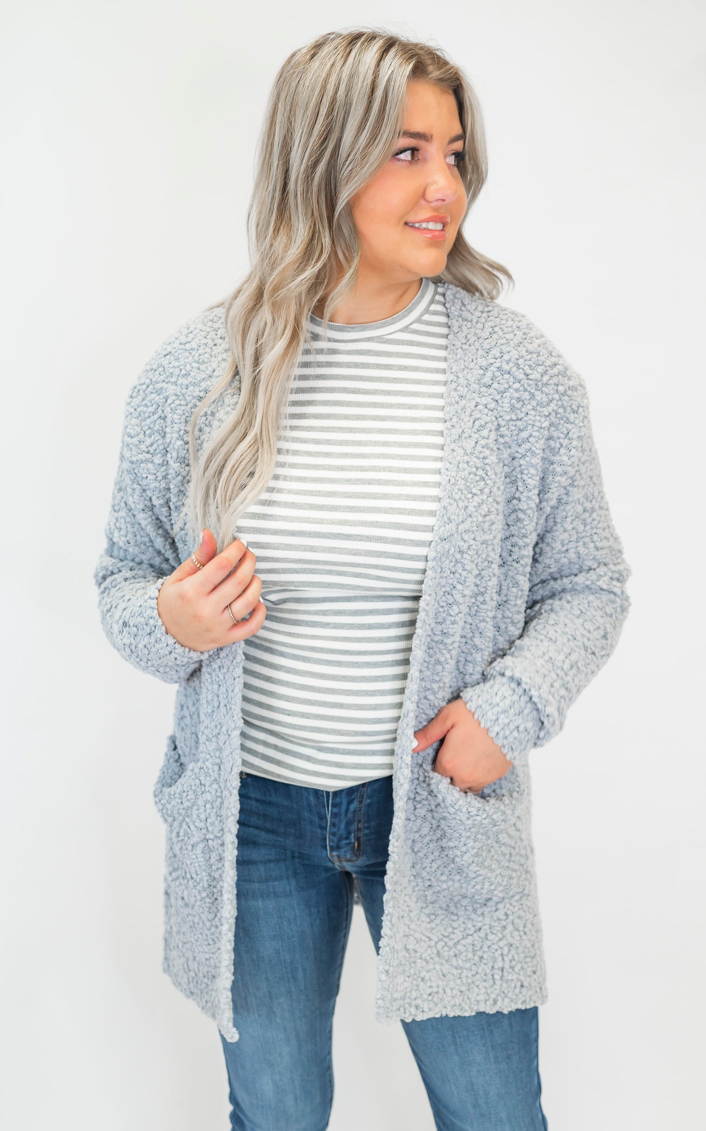 The Jennifer Popcorn Sweater Cardigan With Pockets | Zenana (8 COLORS) *DEAL*