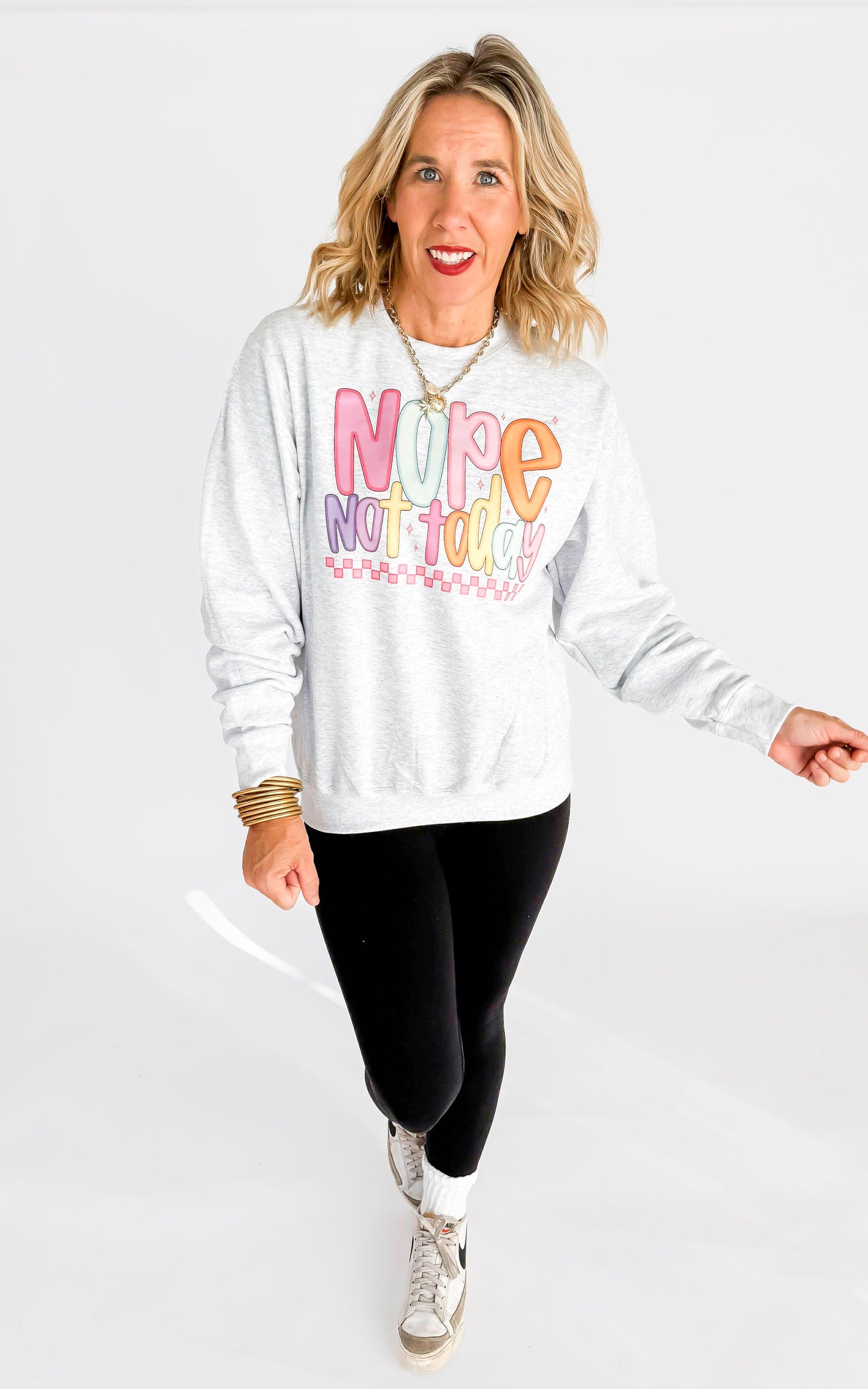 Nope Not Today Crew Neck Graphic Sweatshirt -Excluded