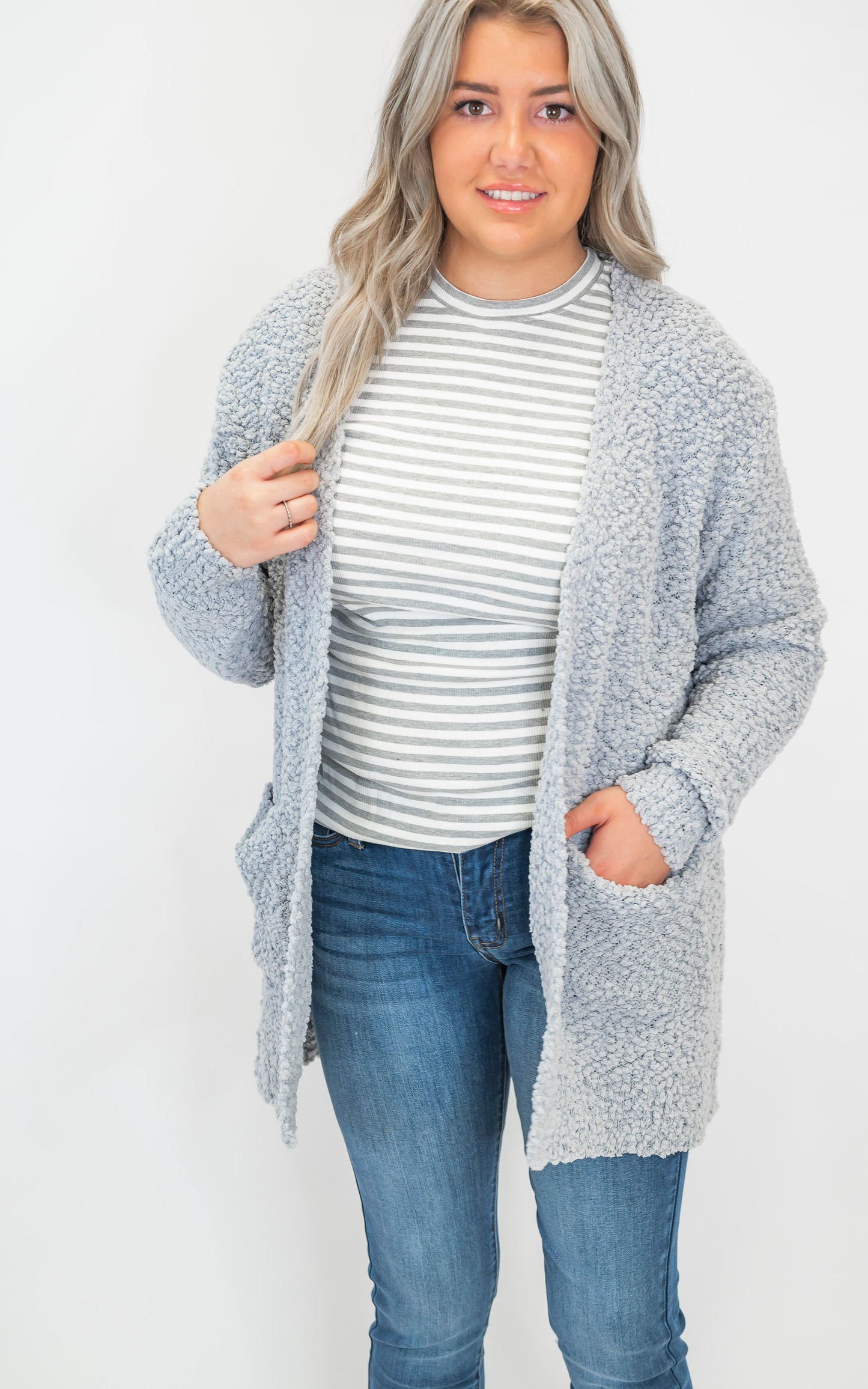 The Jennifer Popcorn Sweater Cardigan With Pockets | Zenana (8 COLORS) *DEAL*