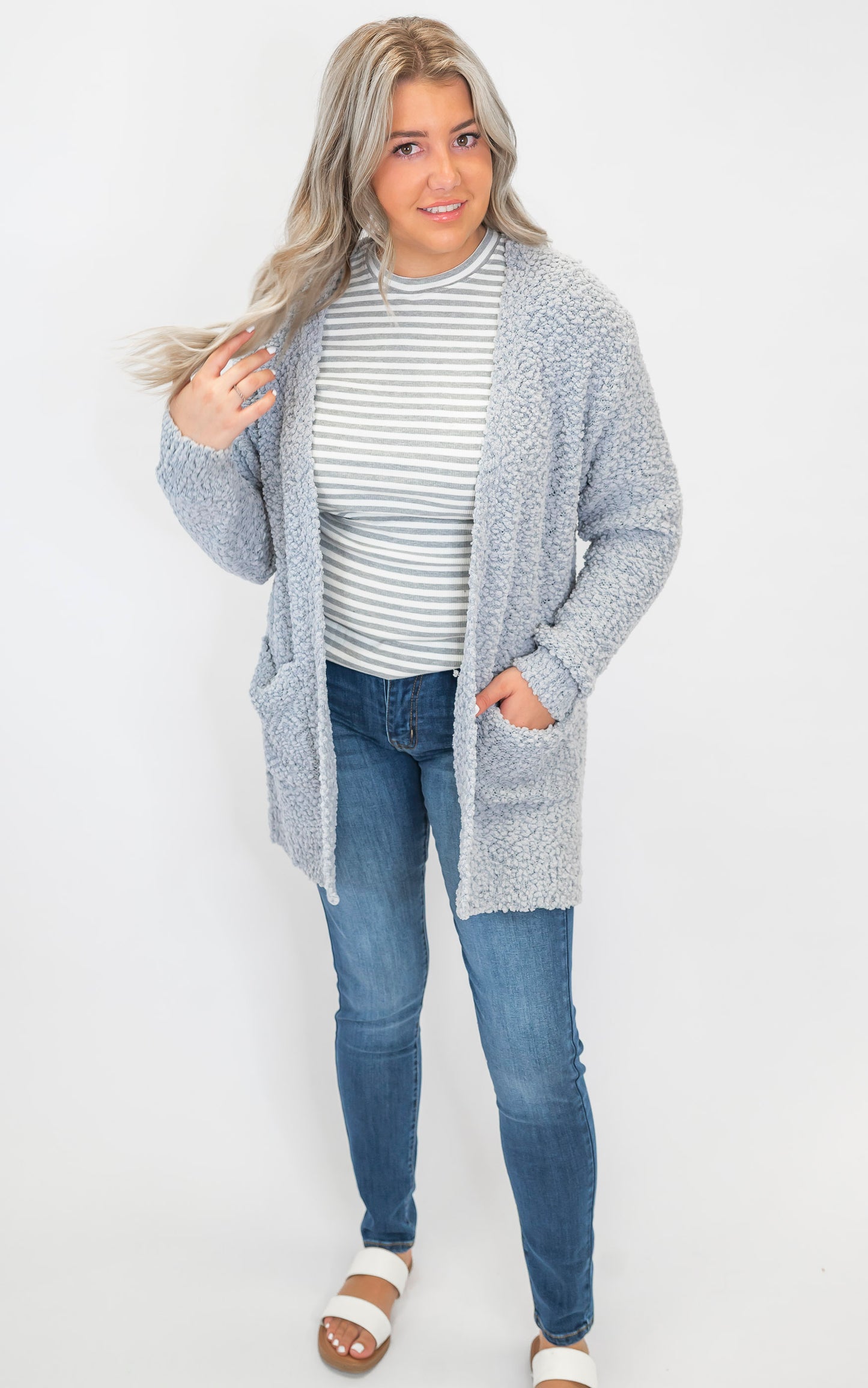 The Jennifer Popcorn Sweater Cardigan With Pockets | Zenana (8 COLORS) *DEAL*