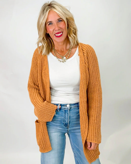 Burnt Topez Chenille Relaxed Fit Cardigan | POL