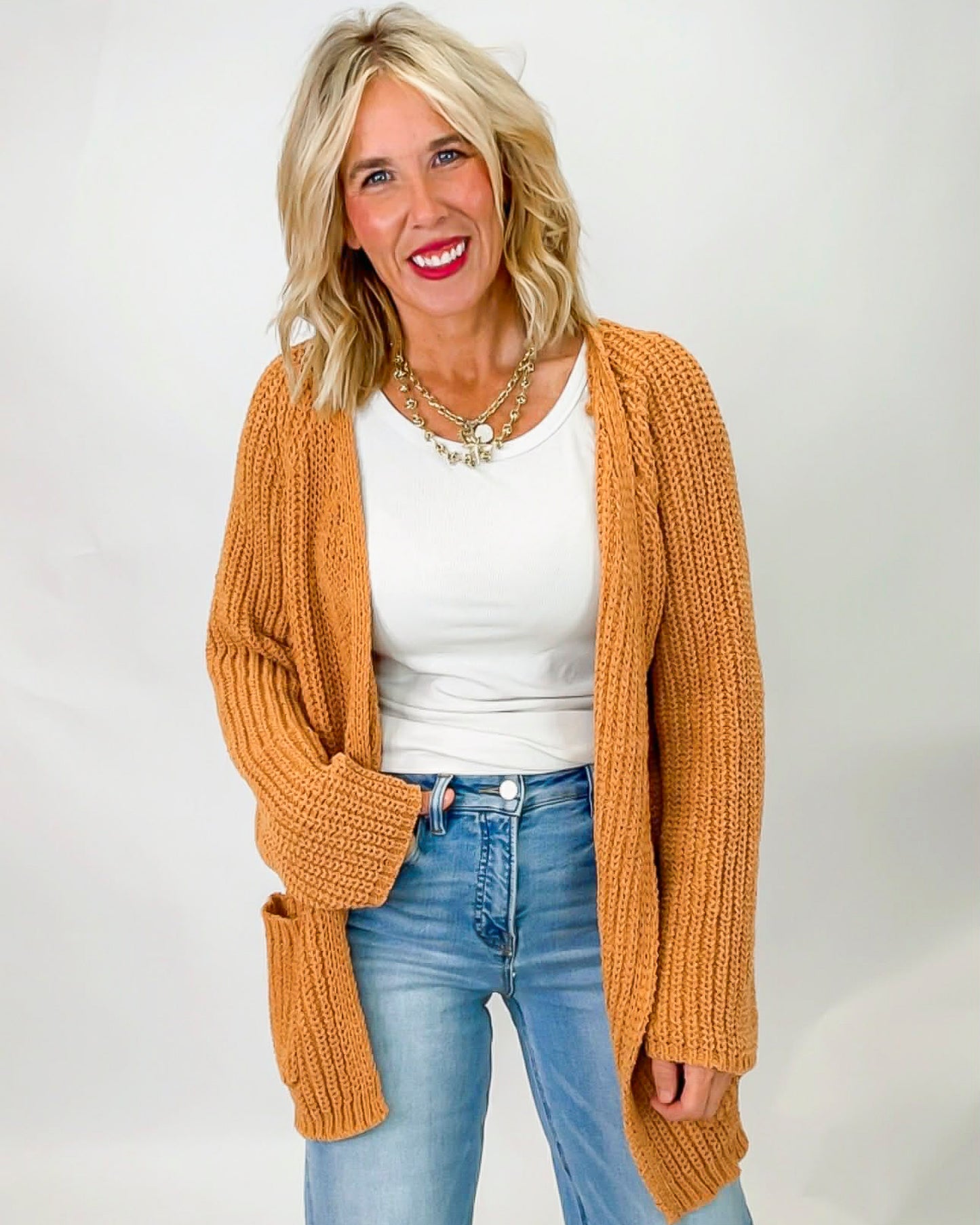Burnt Topez Chenille Relaxed Fit Cardigan | POL