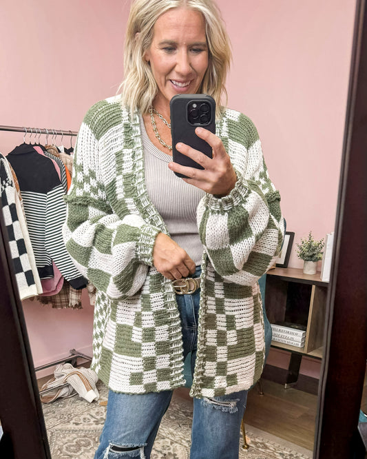 Mixed Check Pattern Loose Fit Chunky Cardigan (4 COLORS) | BIBI *LA LIVE PREORDER*