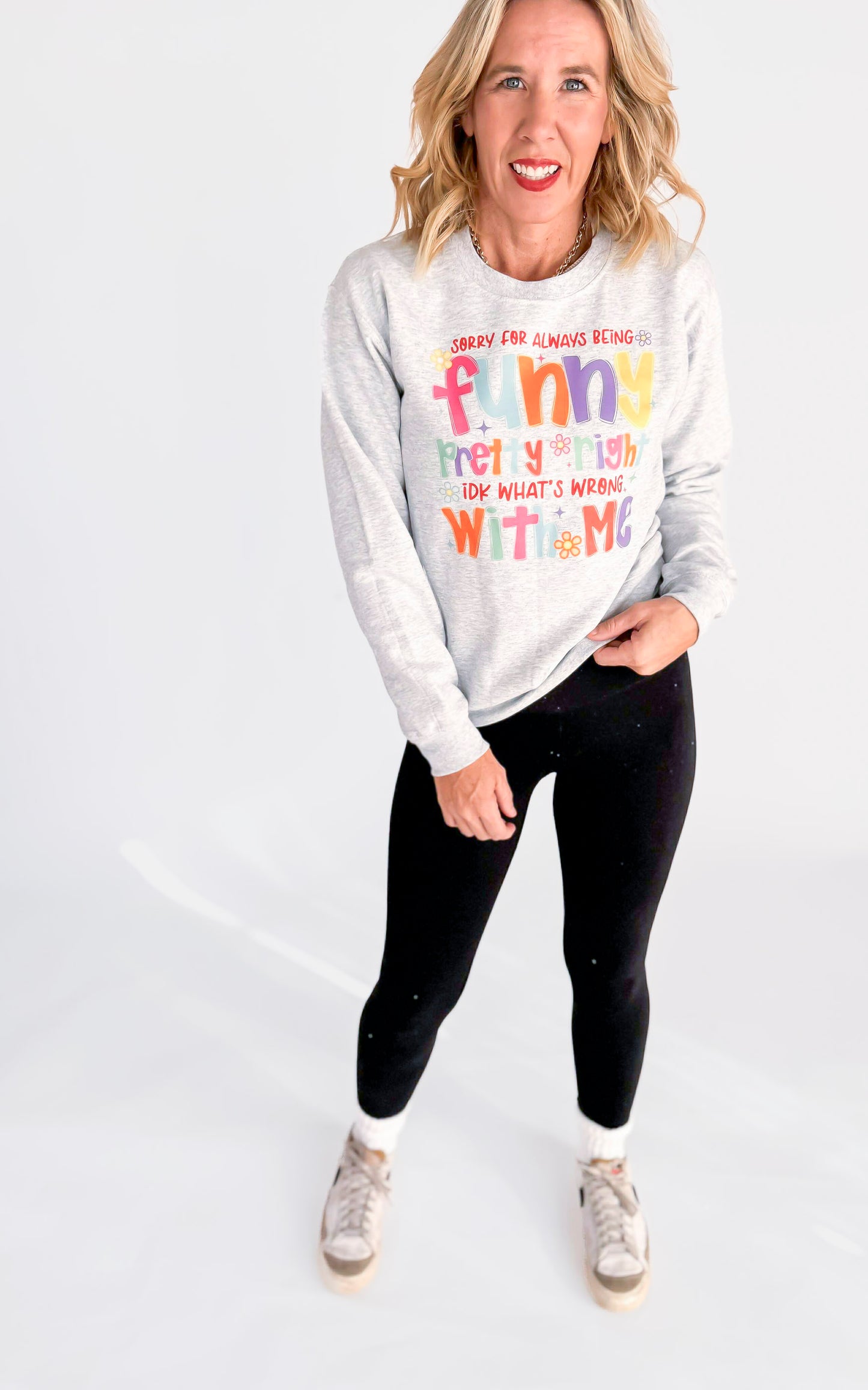 Sorry for Always Being Crew Neck Graphic Sweatshirt -Excluded