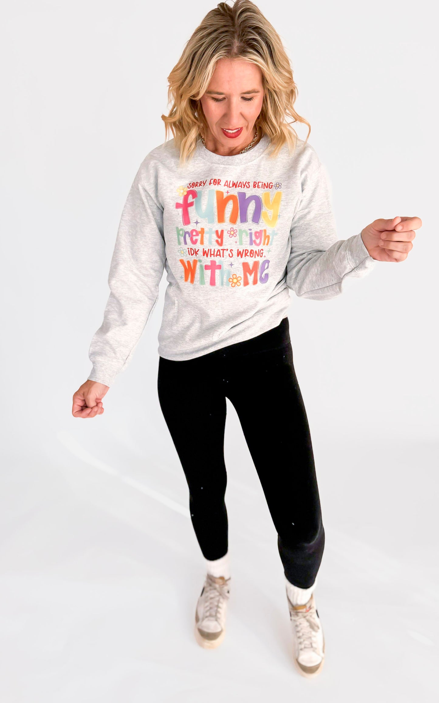 Sorry for Always Being Crew Neck Graphic Sweatshirt -Excluded