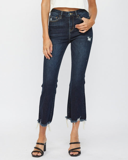 High Rise Dark Crop Flare Denim Jean | MICA *30A SEPT PREORDER