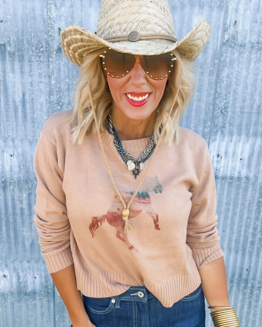 Giddy Up Cowgirl Horse Sweater