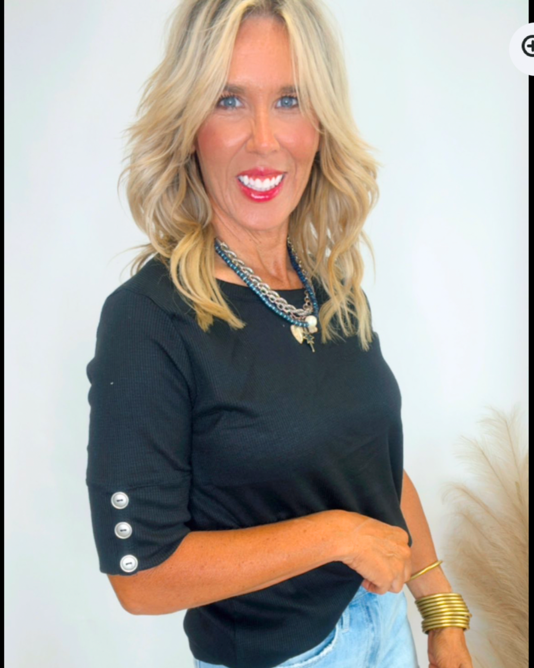 Thermal Knit With Buttoned Cuff Top