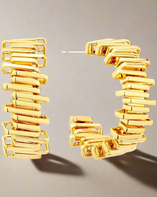 Stylish Link Open Back Hoop Earrings (GOLD & SILVER)