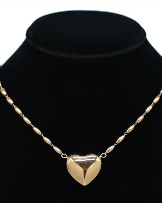 Secret Heart Puffy Pendant Necklace
