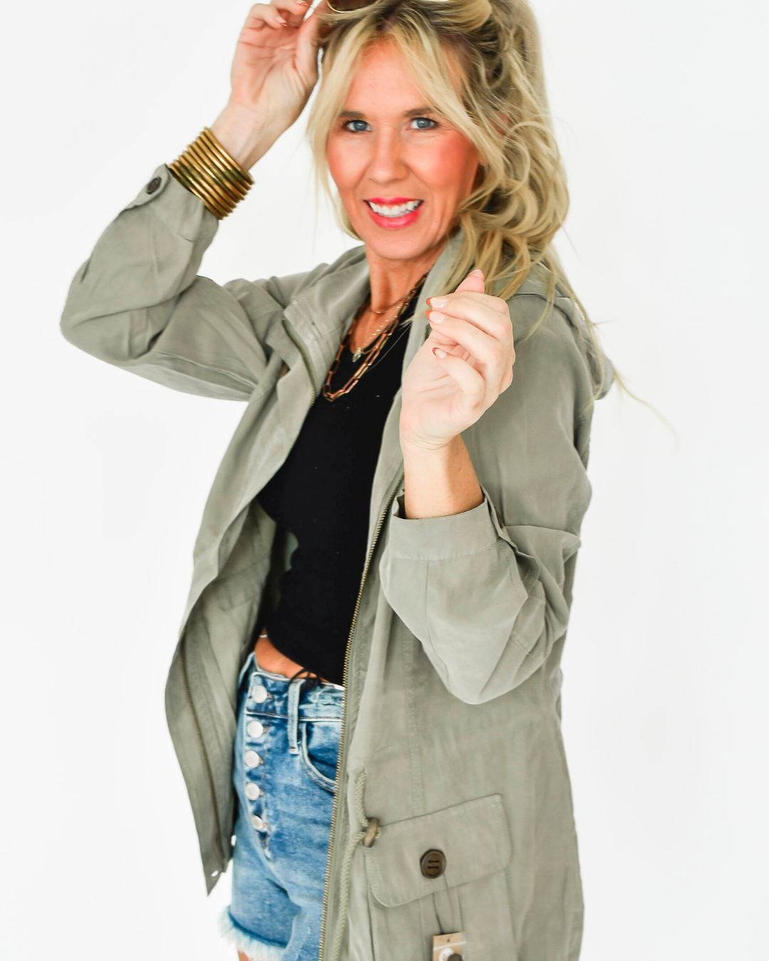 Hooded Anorak Jacket With Cargo Pockets