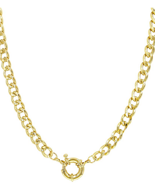 Link Chain Ring Clasp Necklace