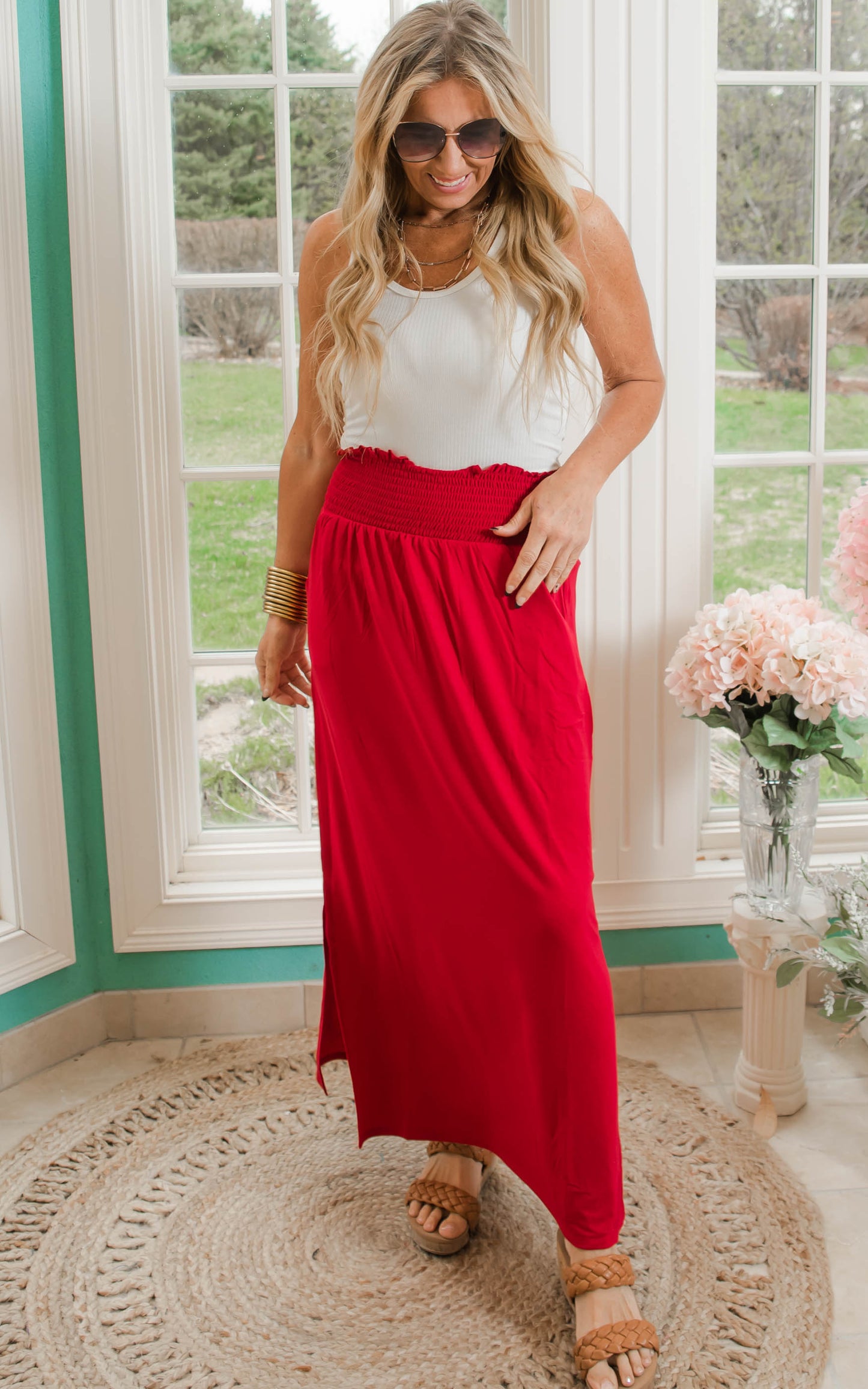 RED MAXI SKIRT