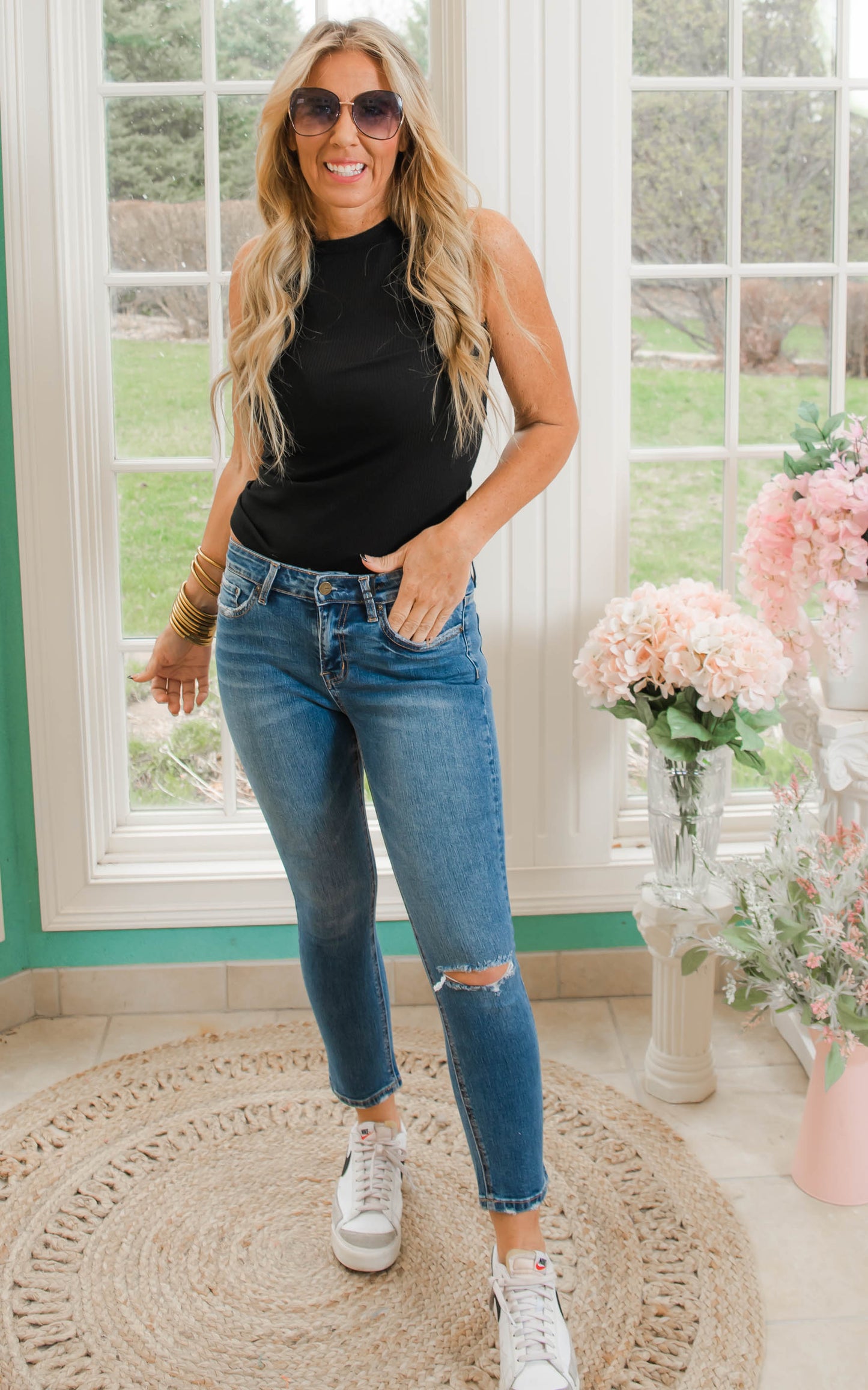 Mid Rise Cigarette Crop Denim Jeans | Mica* - Final Sale