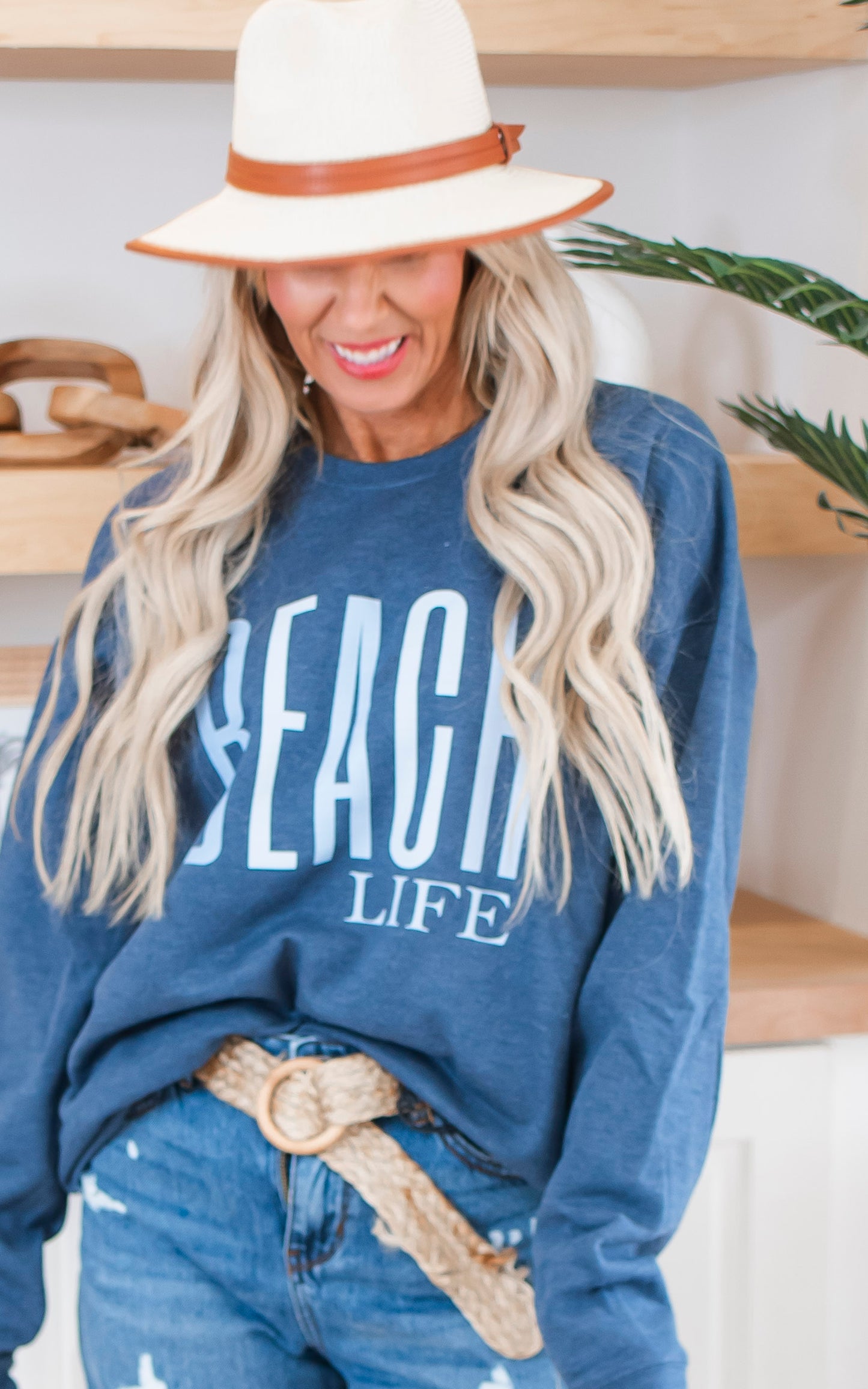 Beach Life Graphic Crewneck Sweatshirt - Final Sale