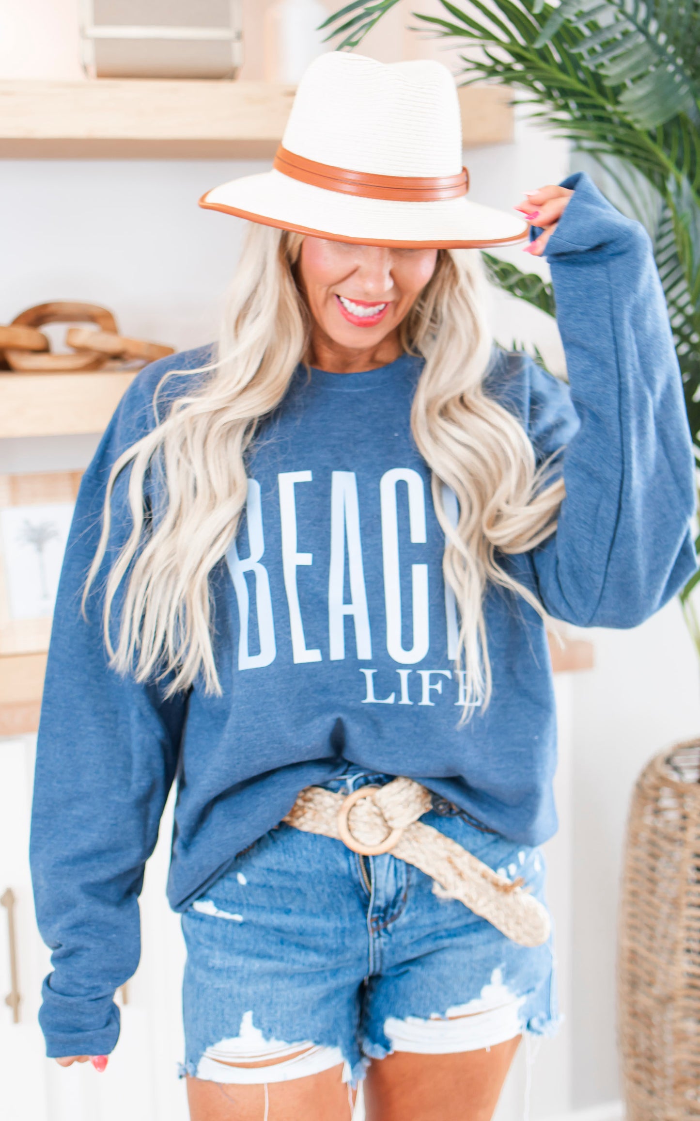Beach Life Graphic Crewneck Sweatshirt - Final Sale